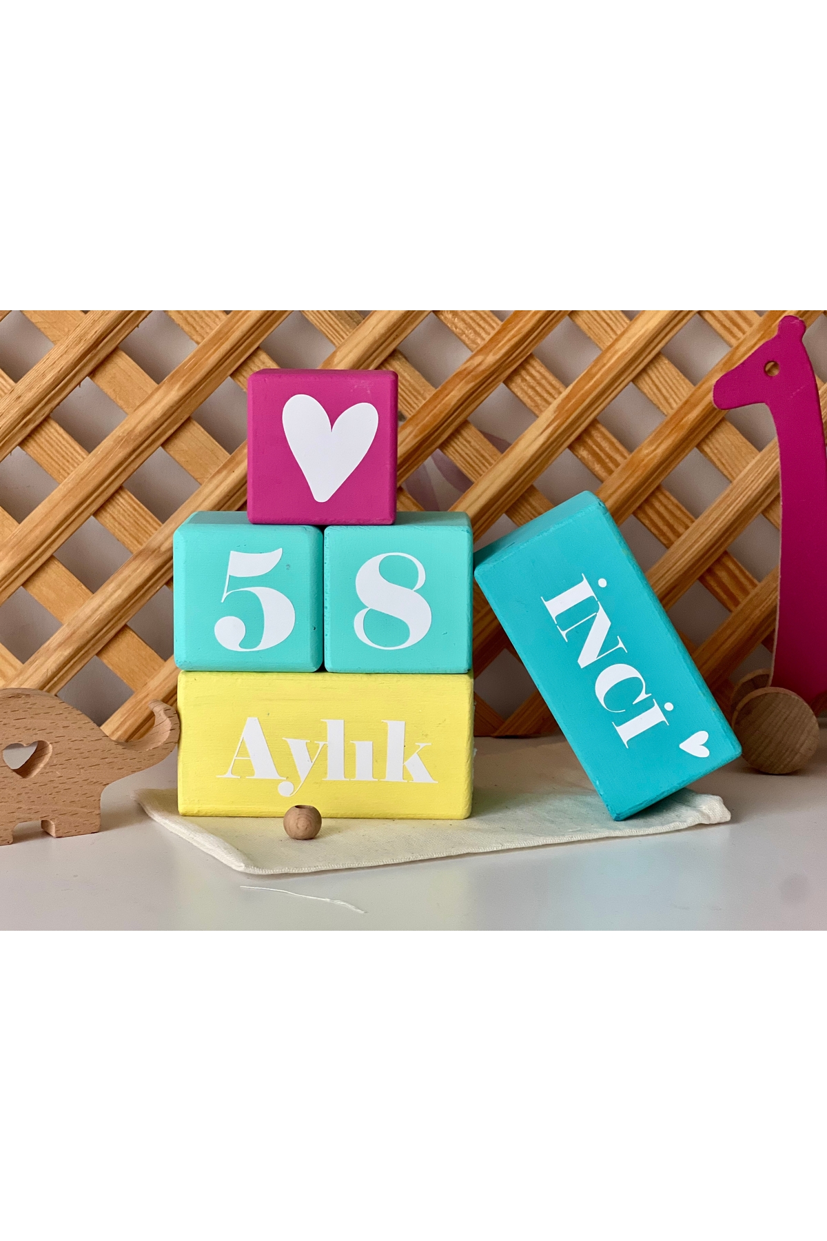 Renkli bebek anı küpü isimli renkli set 5parça
