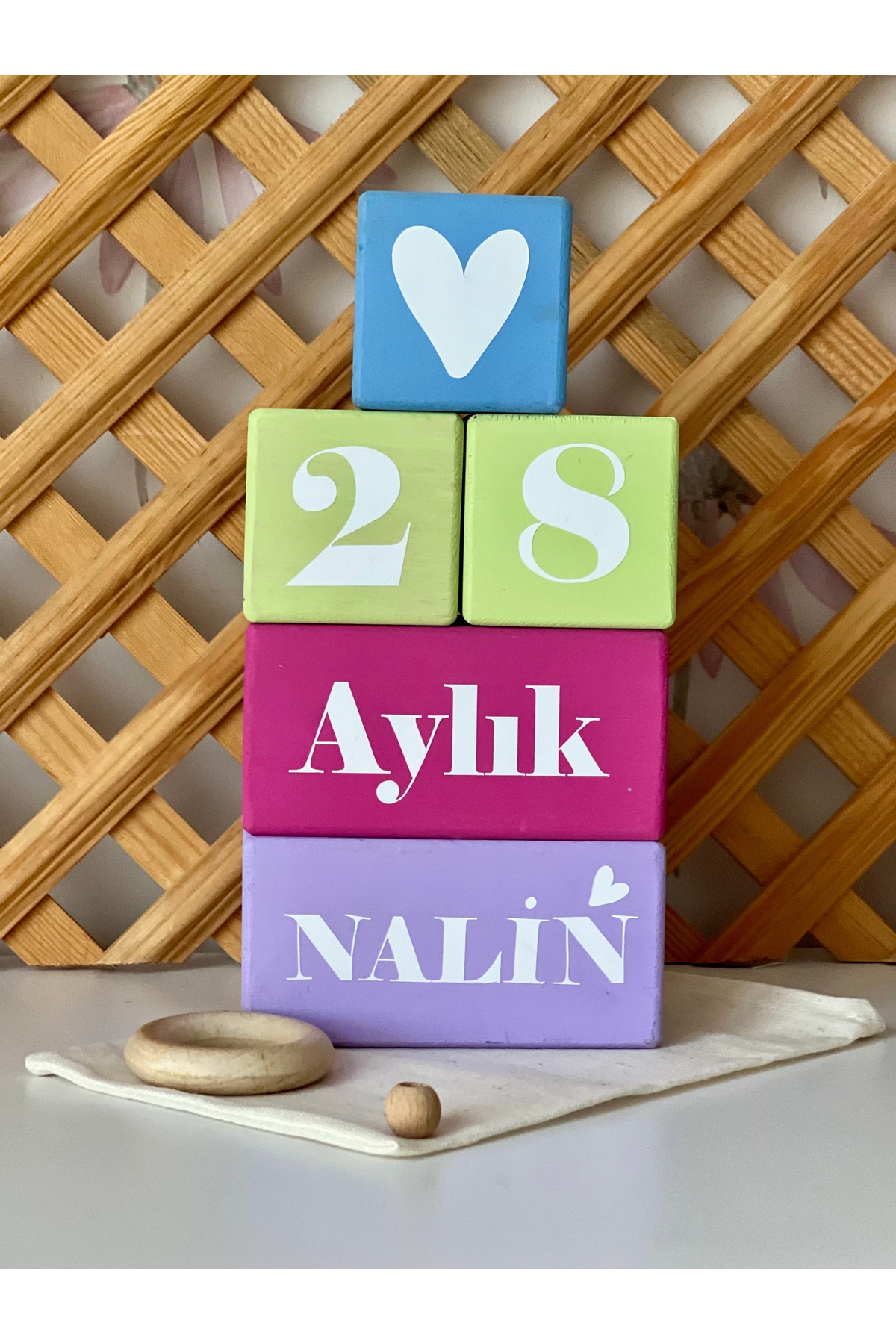 Renkli bebek anı küpü isimli renkli set 5parça