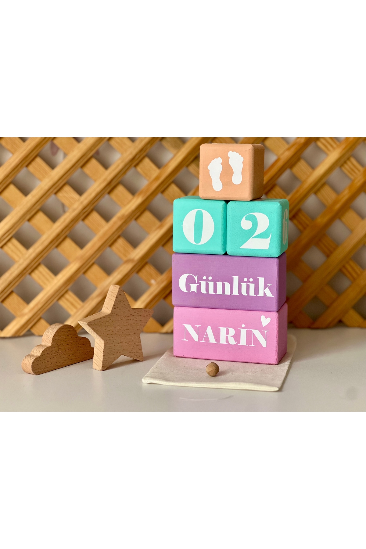 Renkli bebek anı küpü isimli renkli set 5parça