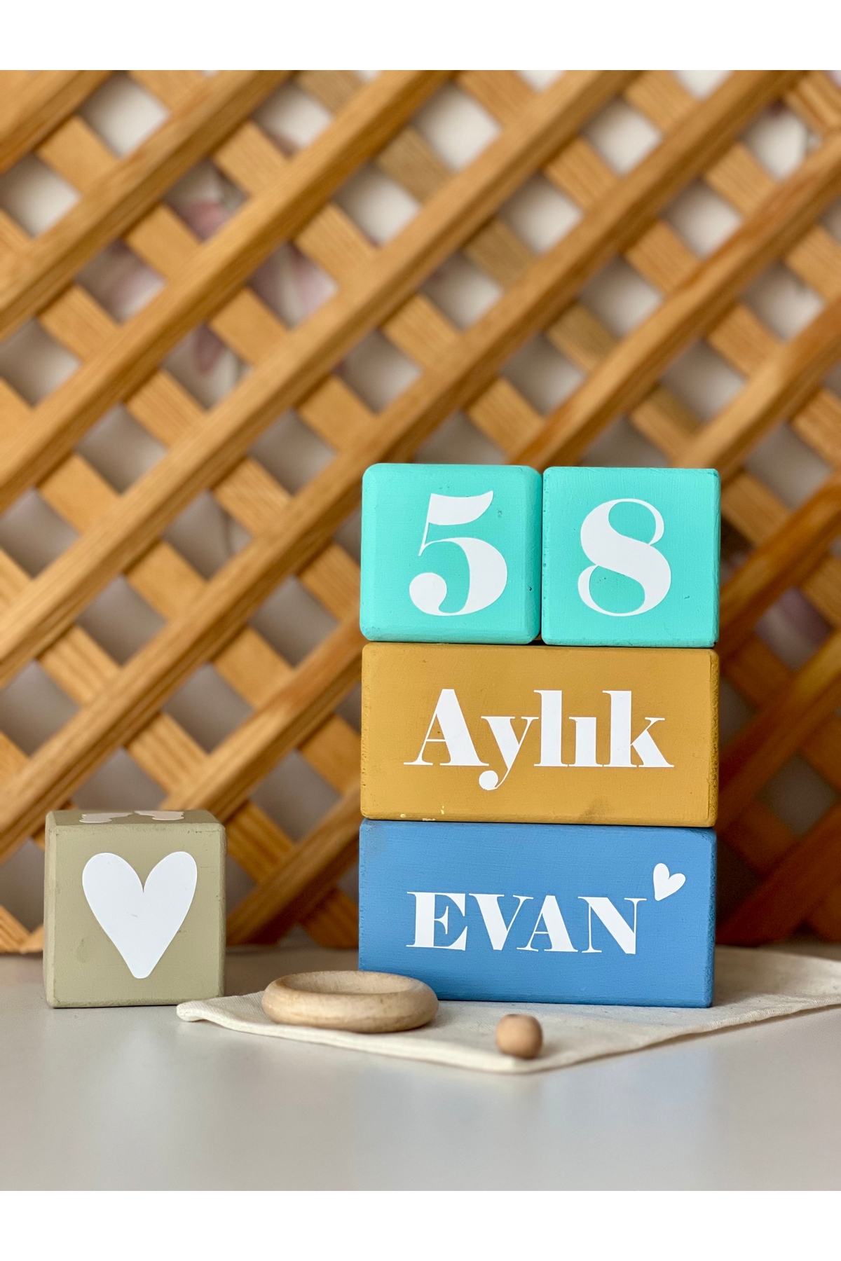 Renkli bebek anı küpü isimli renkli set 5parça