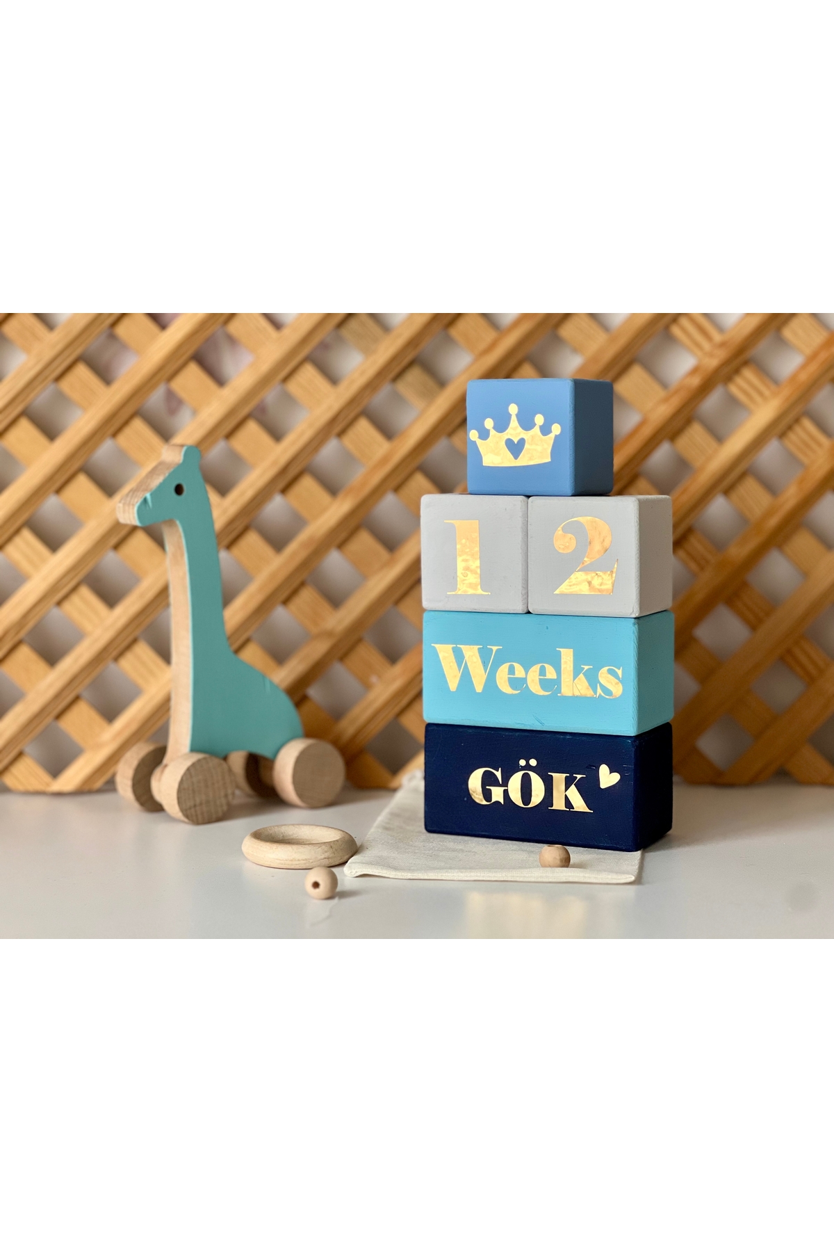 Renkli Bebek Anı Küpü İsimli Renkli Set 5 Parça