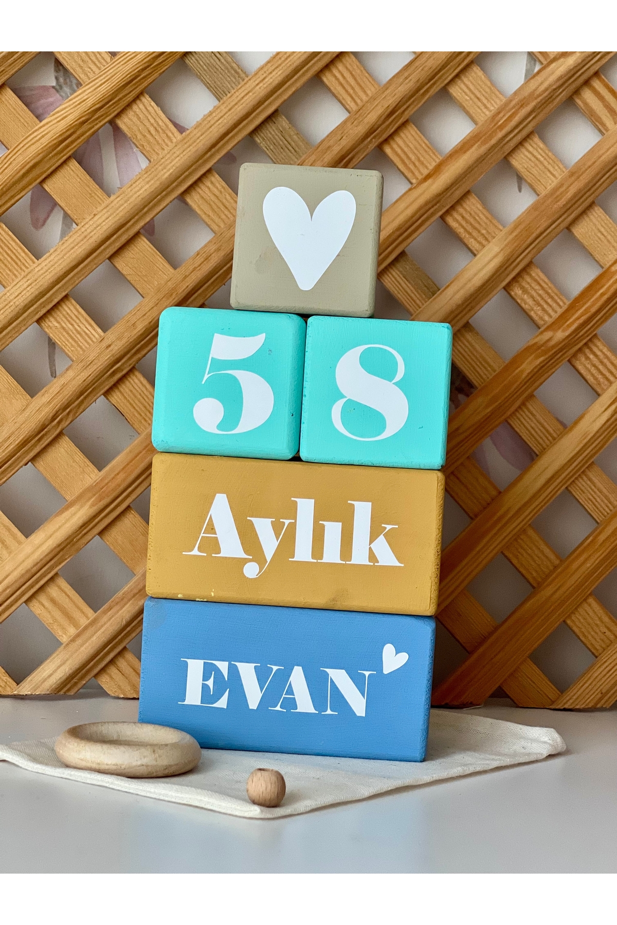 Renkli bebek anı küpü isimli renkli set 5parça