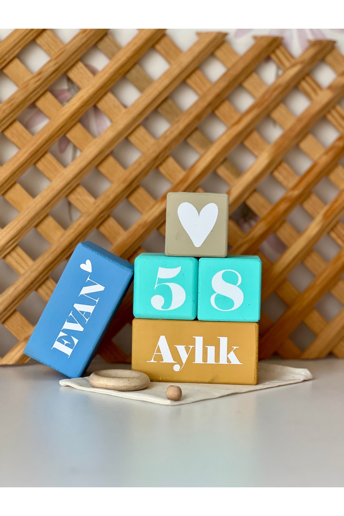 Renkli bebek anı küpü isimli renkli set 5parça