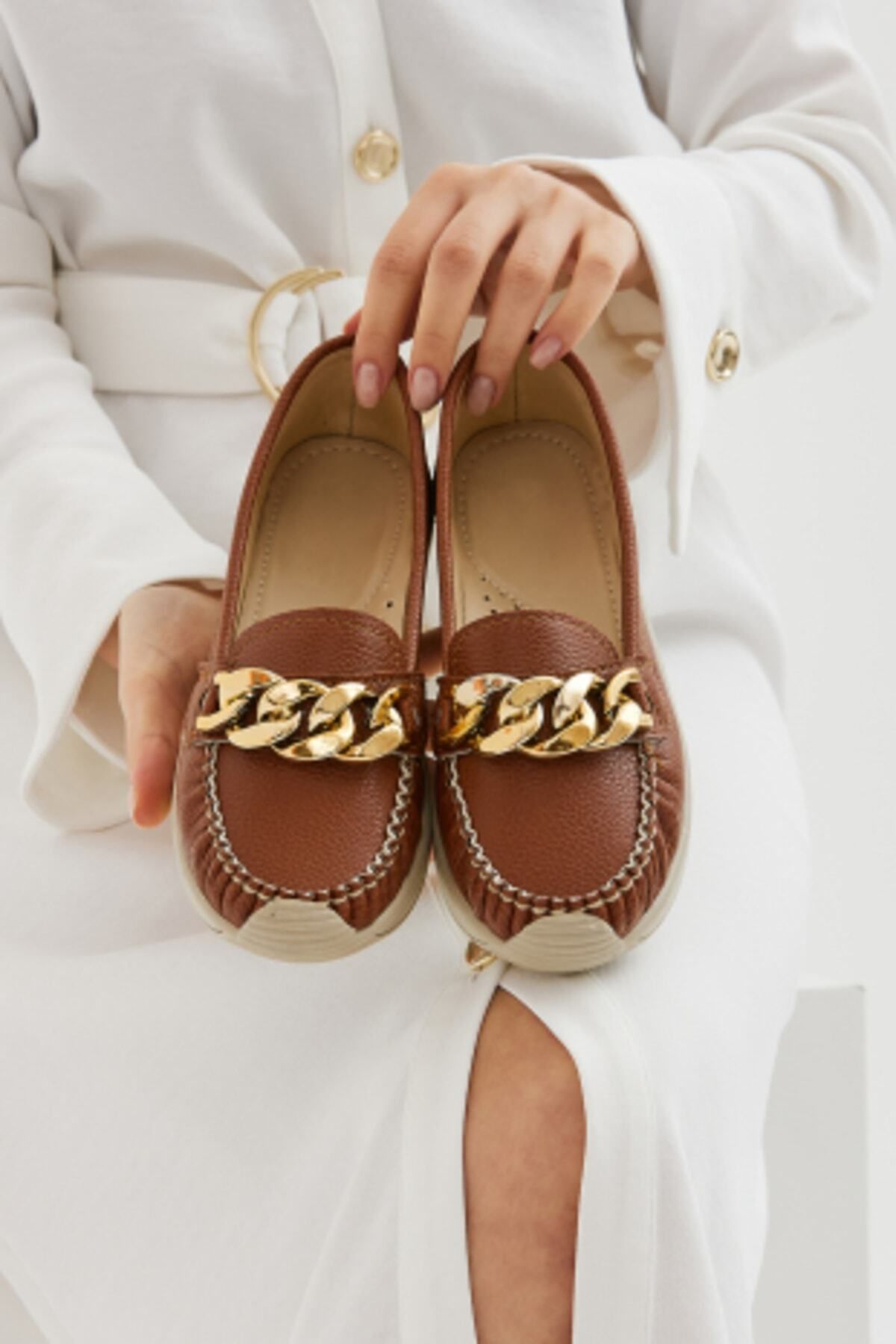 Tan ballerina pumps shop