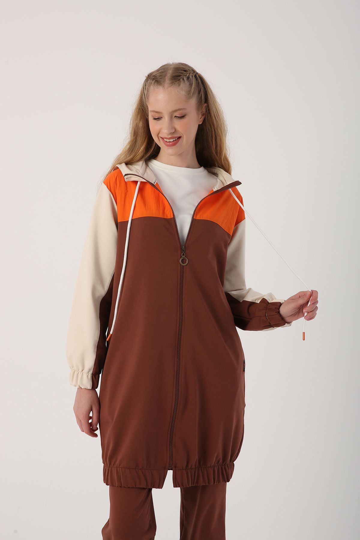 ALLDAY Light Brown Colored Woven Hooded Tracksuit Set Trendyol