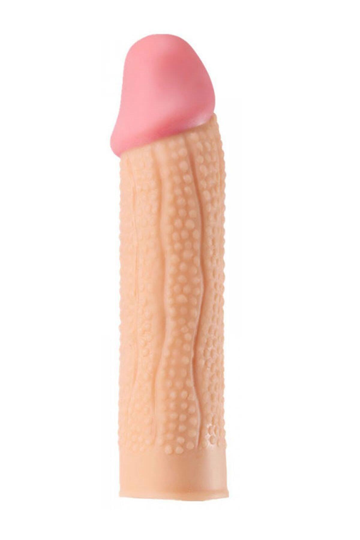 30mm Dolgulu Penis Kılıfı - Gerçekçi Et Dokulu ve Tırtıklı