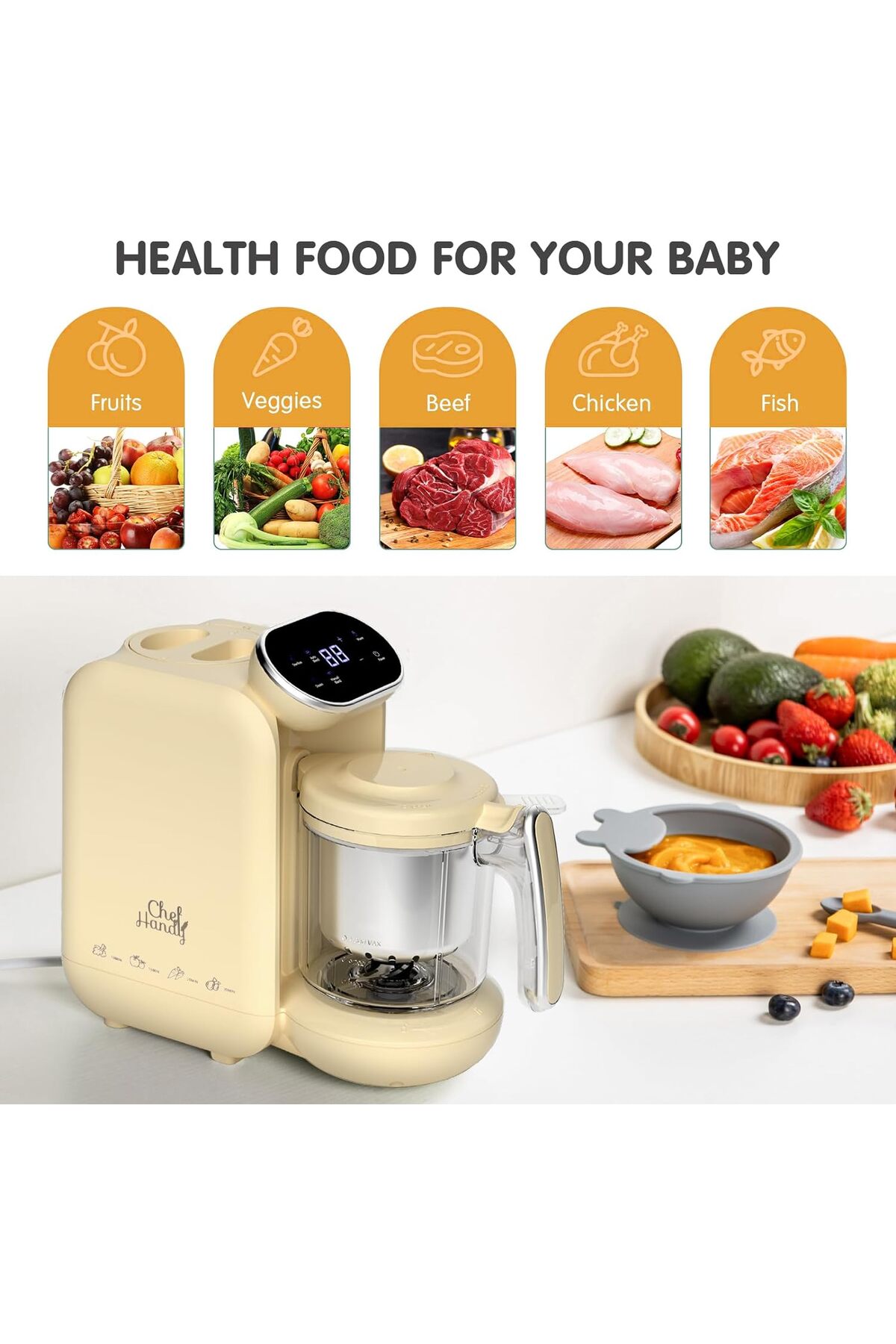 CHEFHANDY Bebek Homojenleştirici Buharlı Pişirme , 5'i 1 Arada Çok