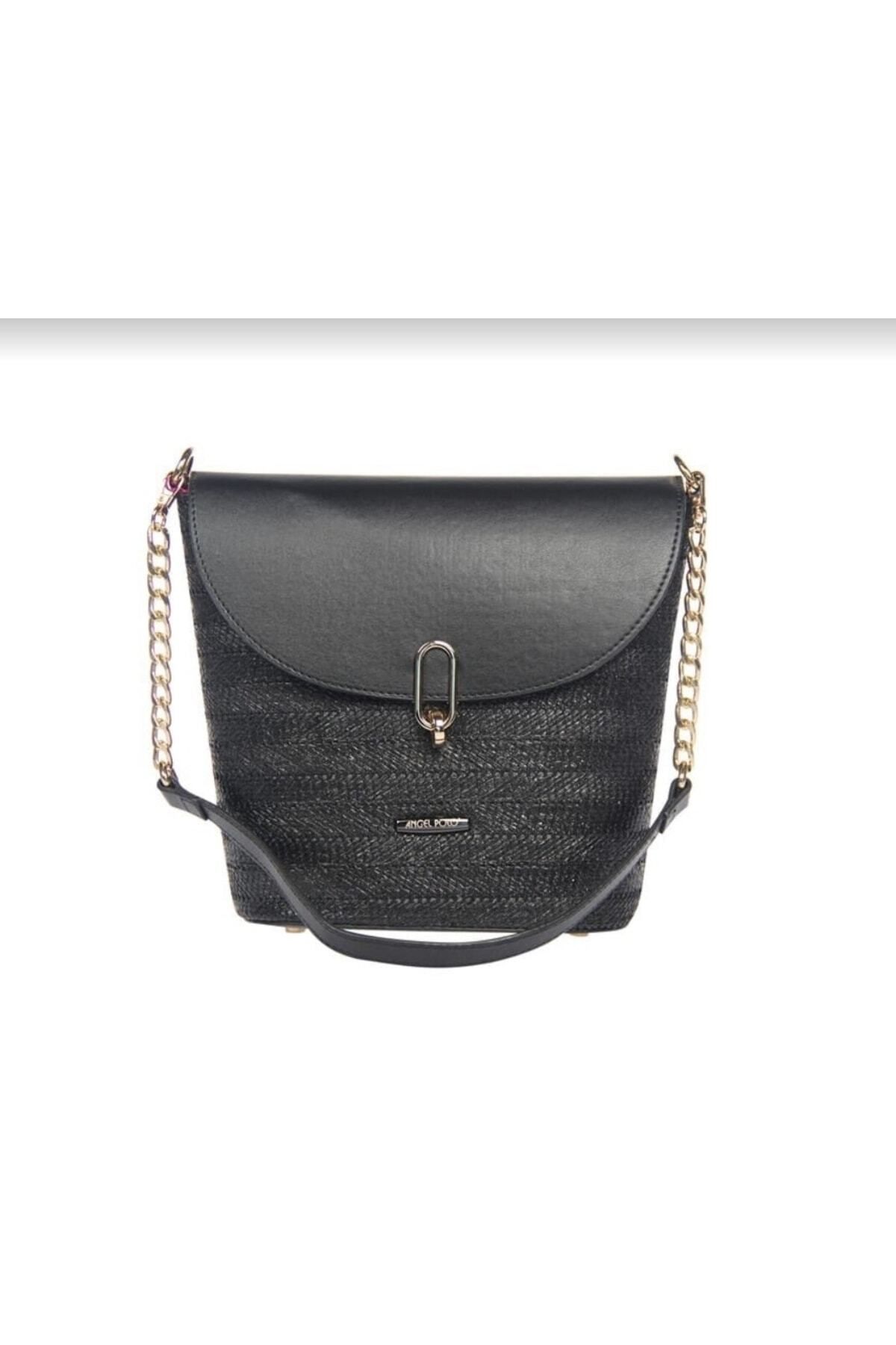 Angel Polo Shoulder Bag Black Solid color