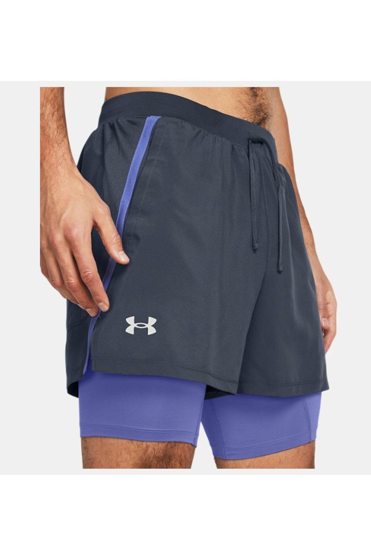 شورت ورزشی آبی مردانه های UA 2 در 1 5 1382640 044 Under Armour