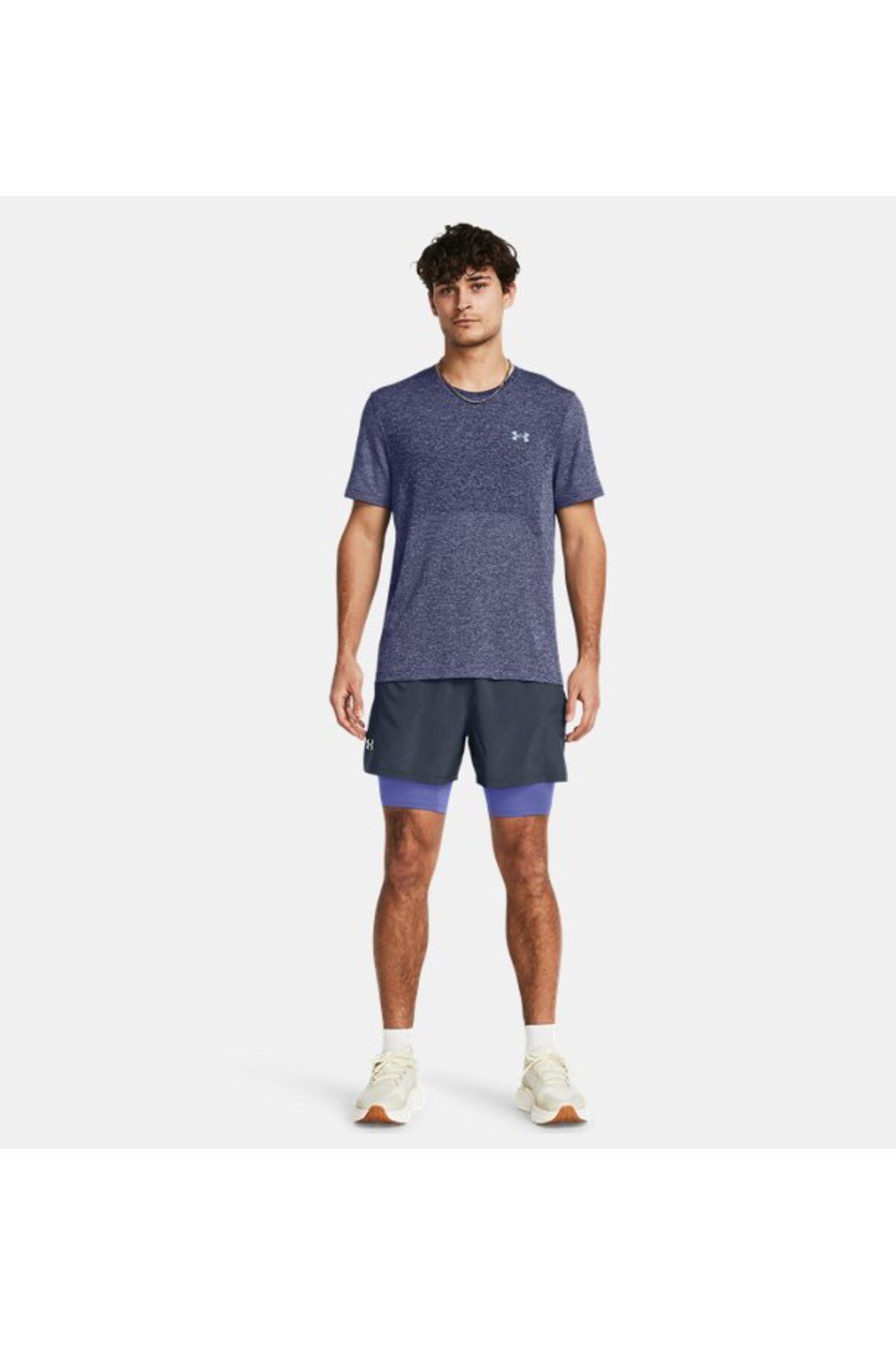 شورت ورزشی آبی مردانه های UA 2 در 1 5 1382640 044 Under Armour