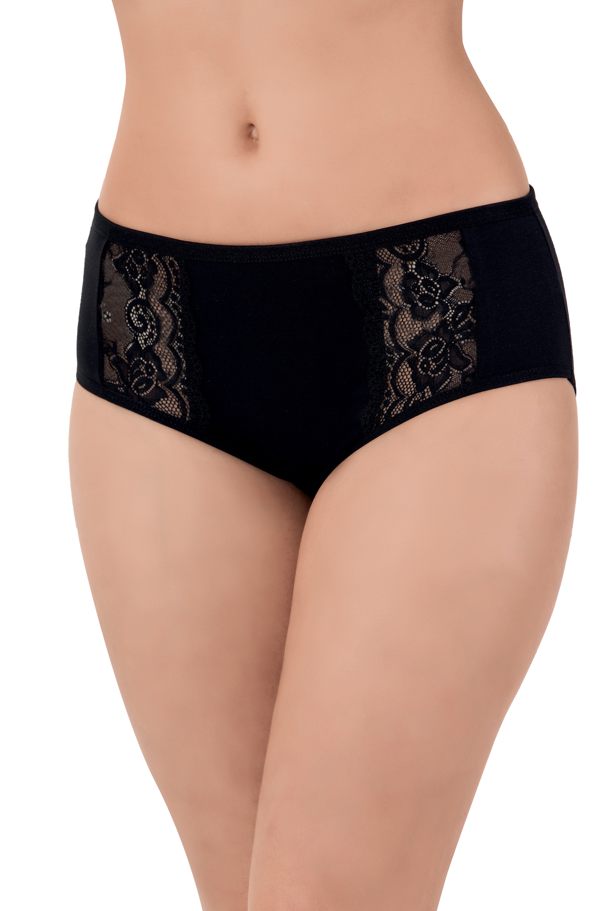 2500 - 5 Pcs Lcyra , Cotton , Stretchy, Lace Front Side Baton Briefs