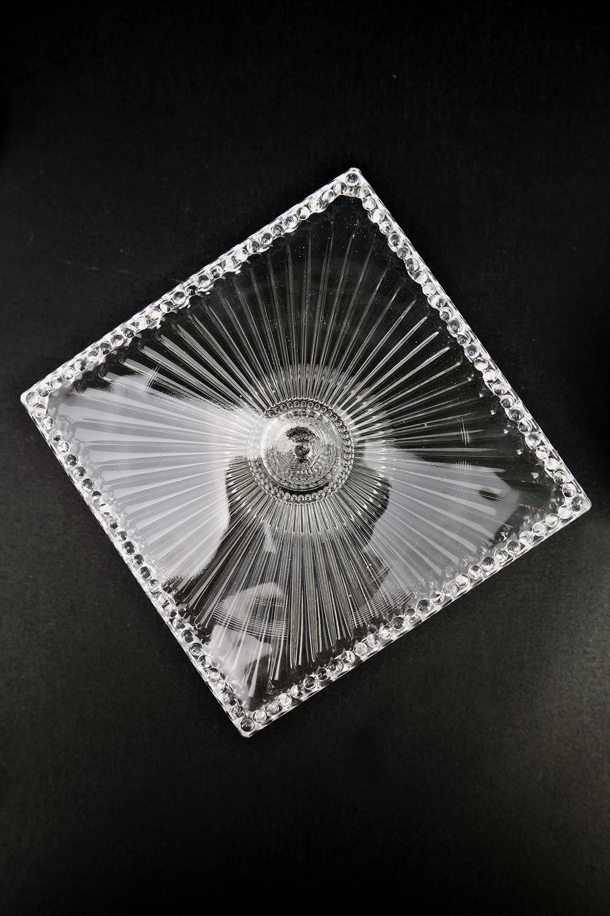 Digithome-Glass Serving Plate Presentation Cake Stand Square 18 Cm – SN.DMR.101 C1-1-288 2