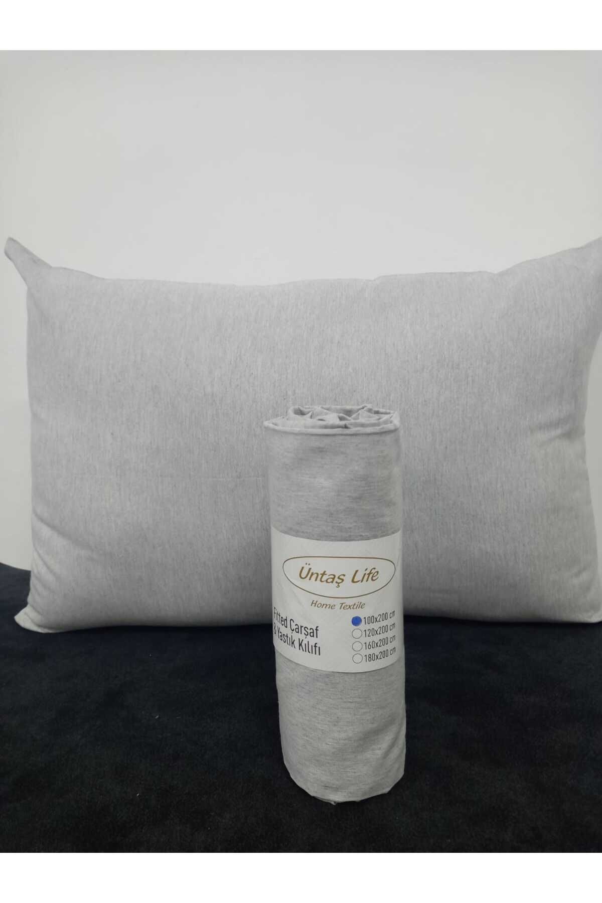 üntaş-UNITAS SERENAT SINGLE PERSON 100X200 ELASTIC SOLID COLOR BEDSheet AND 1 PIECE PILLOW CASE 2