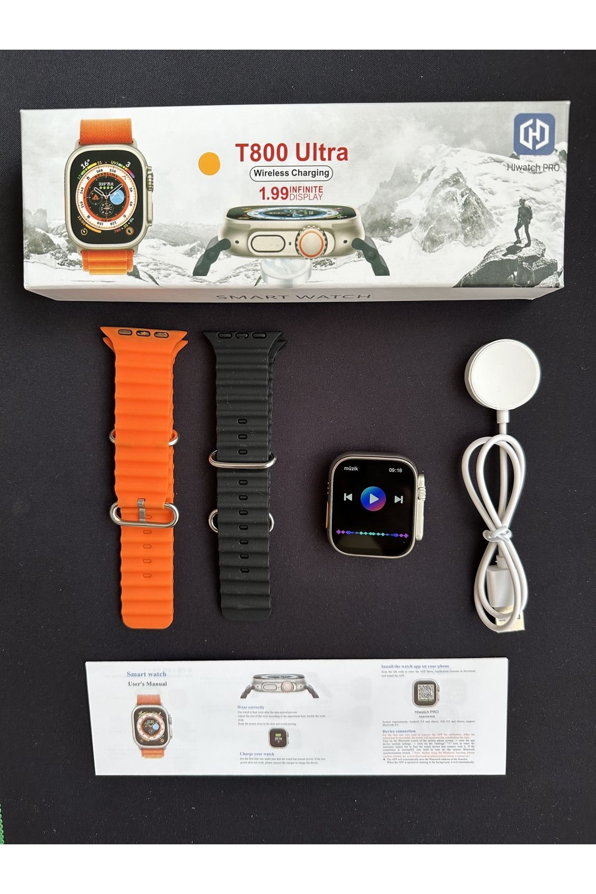 DT3 MATE T 800 Ultra Akıllı Saat Kordon Hediyeli Watch 8 Ultra Smart Watch 49 Mm Android Ve Ios Desteklidir
