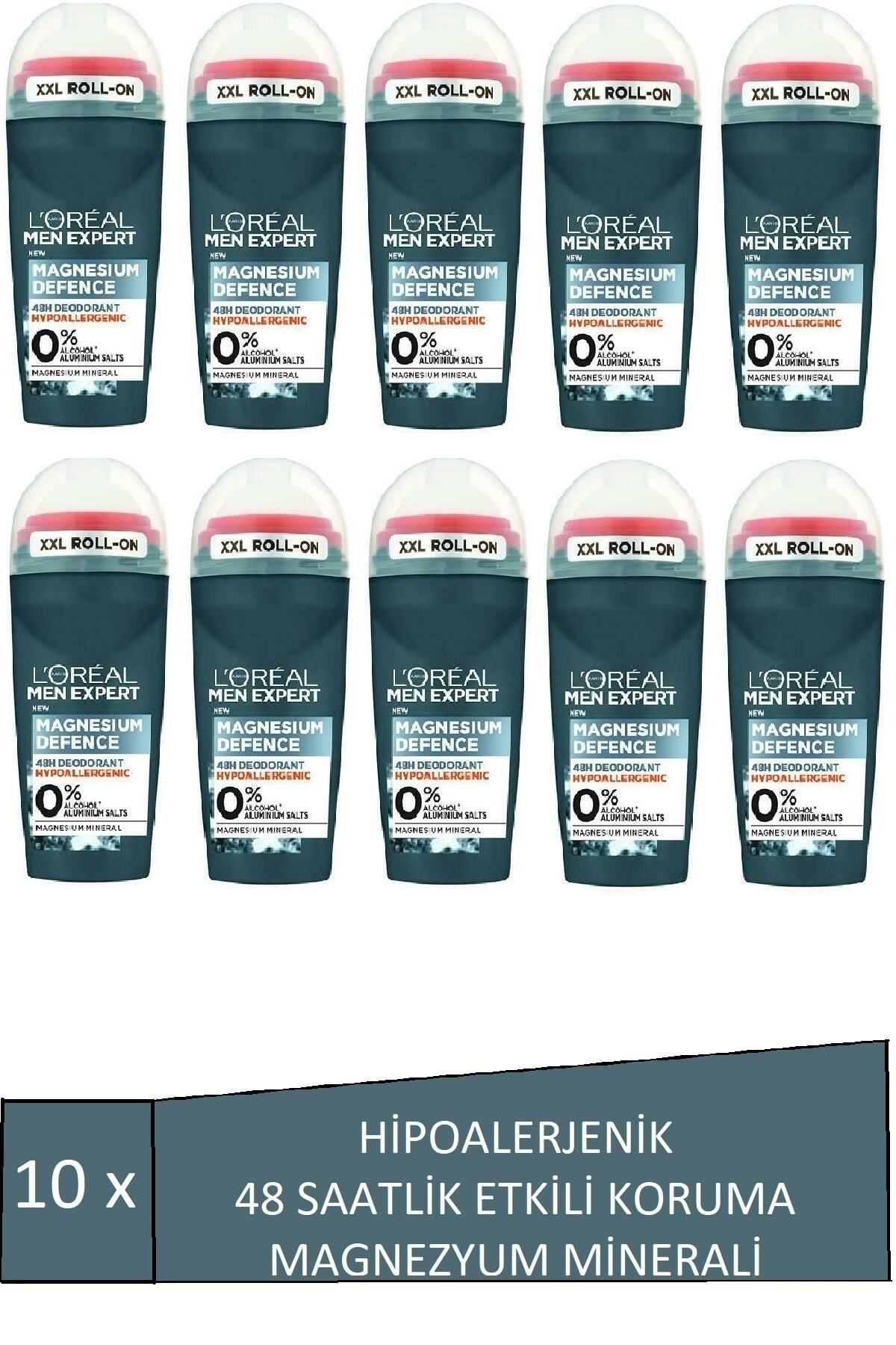 L'Oreal Paris Men Expert Erkek Deodorant Magnesıum Defense Hipoalerjenik Roll On 50 Ml X 10 Adet ( Koli )