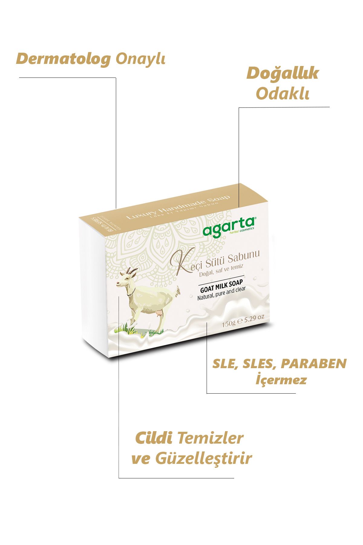 صابون طبیعی شیر بز دست ساز 150 گرم Agarta