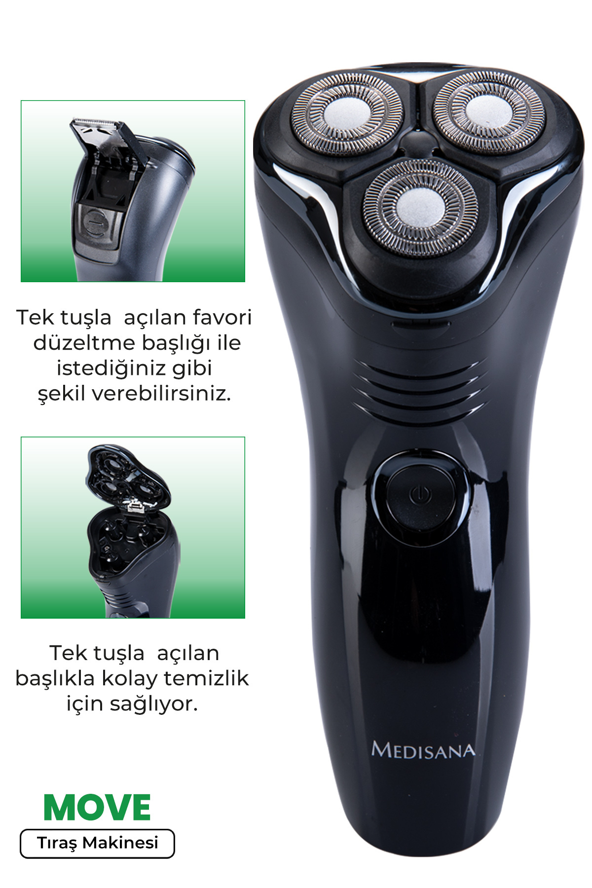 Move Alman Tasarım Led Ekranlı Esnek Oynar Başlıklı Şarjlı Tıraş Makinesi