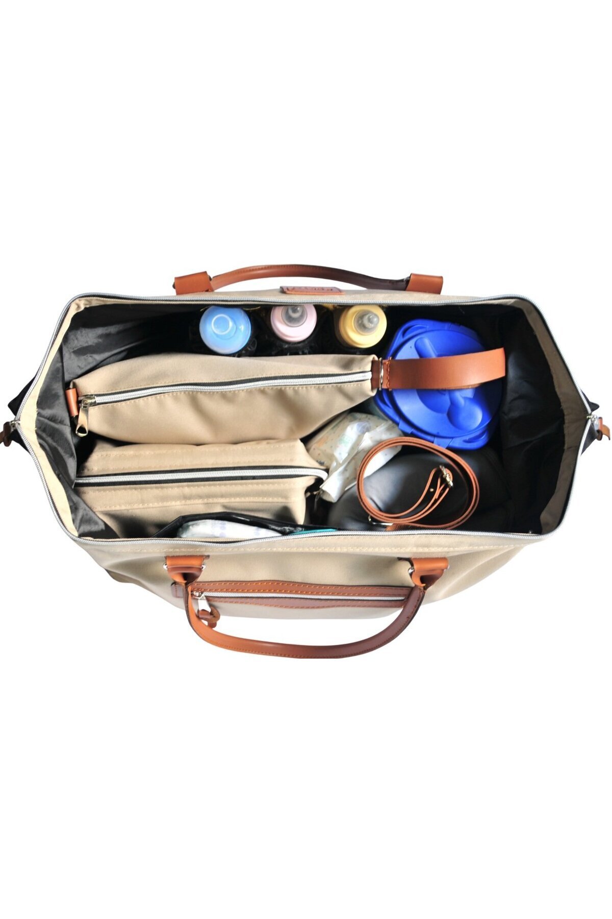 Babysi Mommy Bag Exclusive Tasarım 3 Lü Set Bej Baby Anne Bebek Bakım Ve Kadın Çantası fotoğrafı 6 (önizleme)