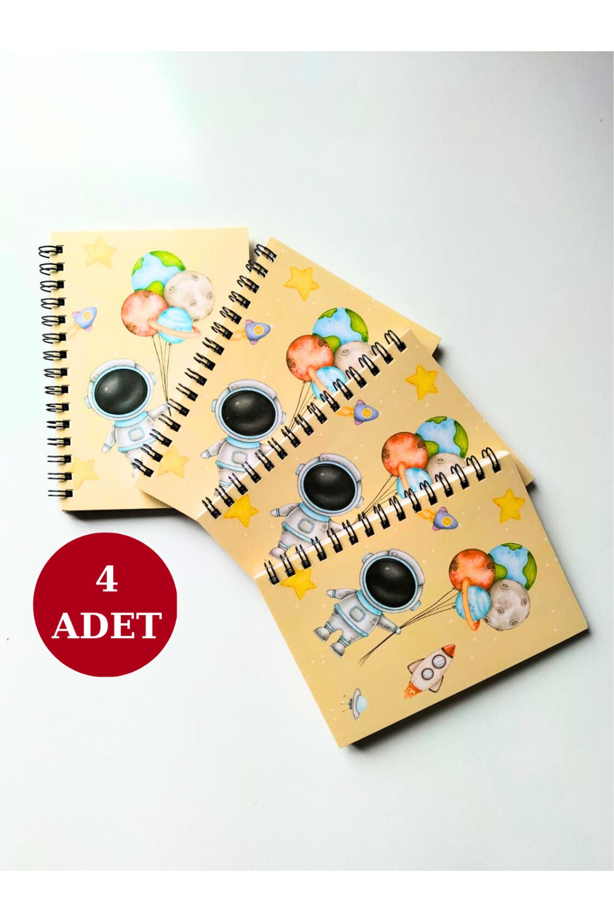 Craft-ASTRONAUT THEMED 4-PIECE SPIRAL NOTEBOOK SET, A6, UNLINED, SPACE, NOTEBOOK 1
