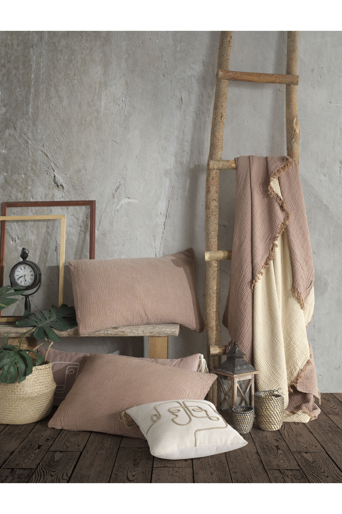 destinyhometex Kahve Tek Kişilik 160 X 240cm Yatak Örtüsü/1 Adet 50x70cm Yastık 4 Katlı Multi Muslin %100 Pamuk