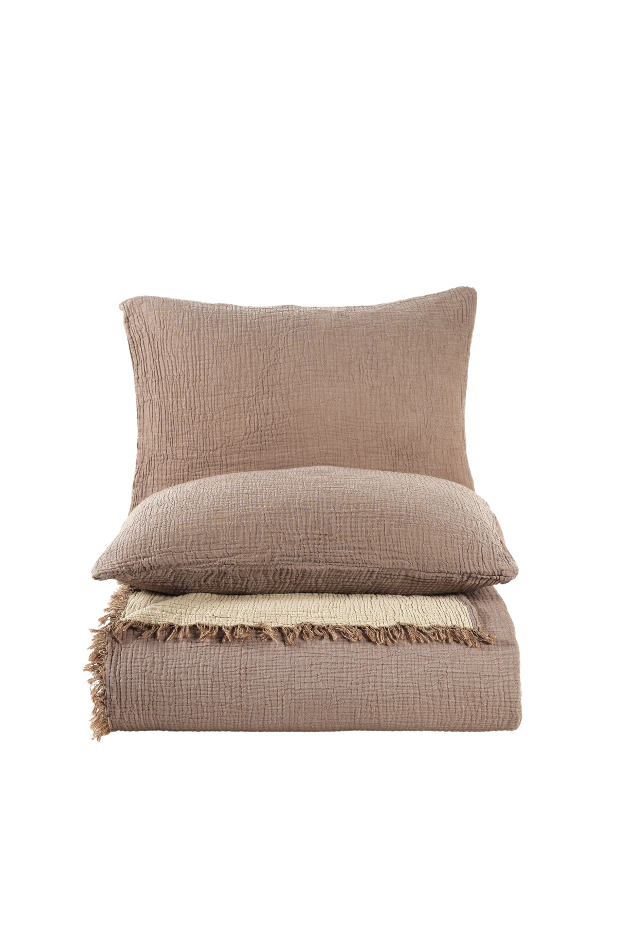 destinyhometex Kahve Tek Kişilik 160 X 240cm Yatak Örtüsü/1 Adet 50x70cm Yastık 4 Katlı Multi Muslin %100 Pamuk