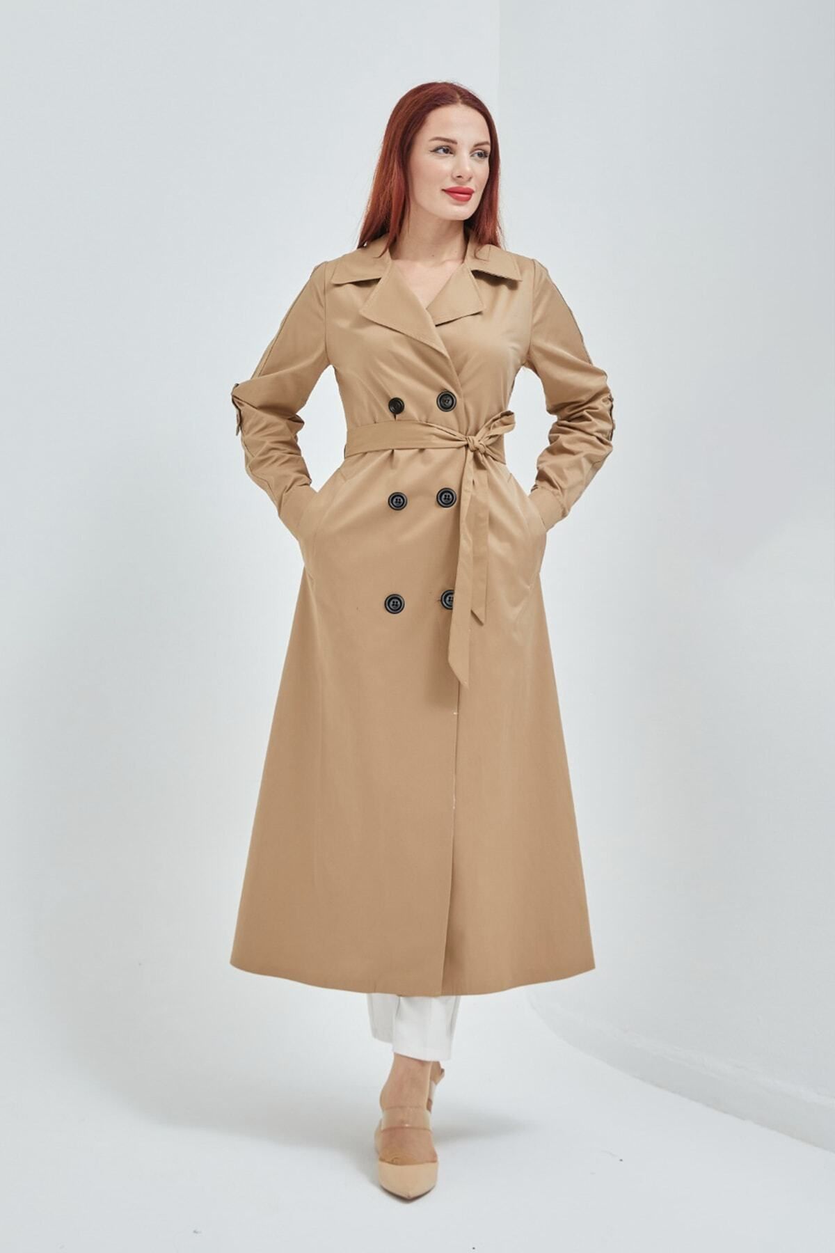 Dark tan trench best sale coat