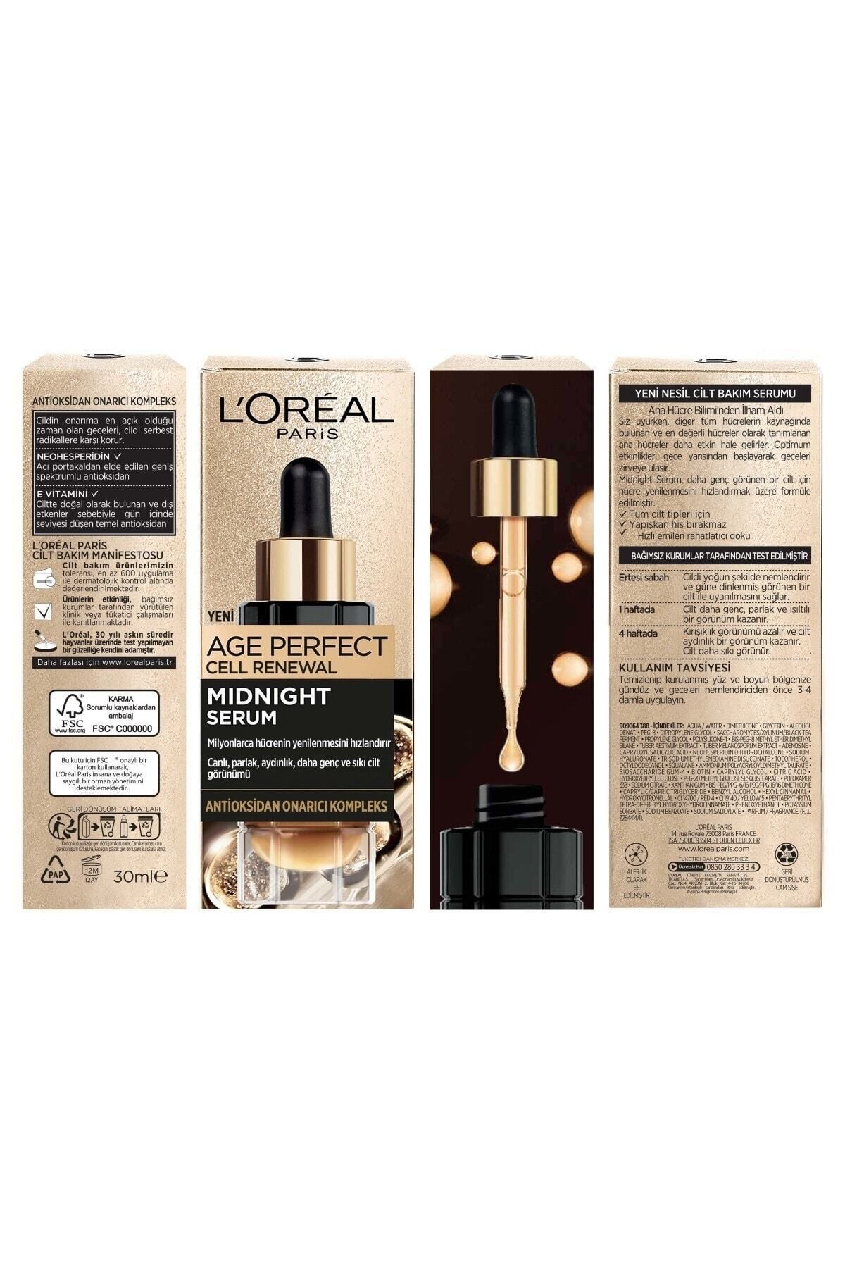 Sérum Visage Anti-Âge Midnight Rennaissance Cellulaire Age Perfect L'OREAL  PARIS : le flacon de 30ml à Prix Carrefour