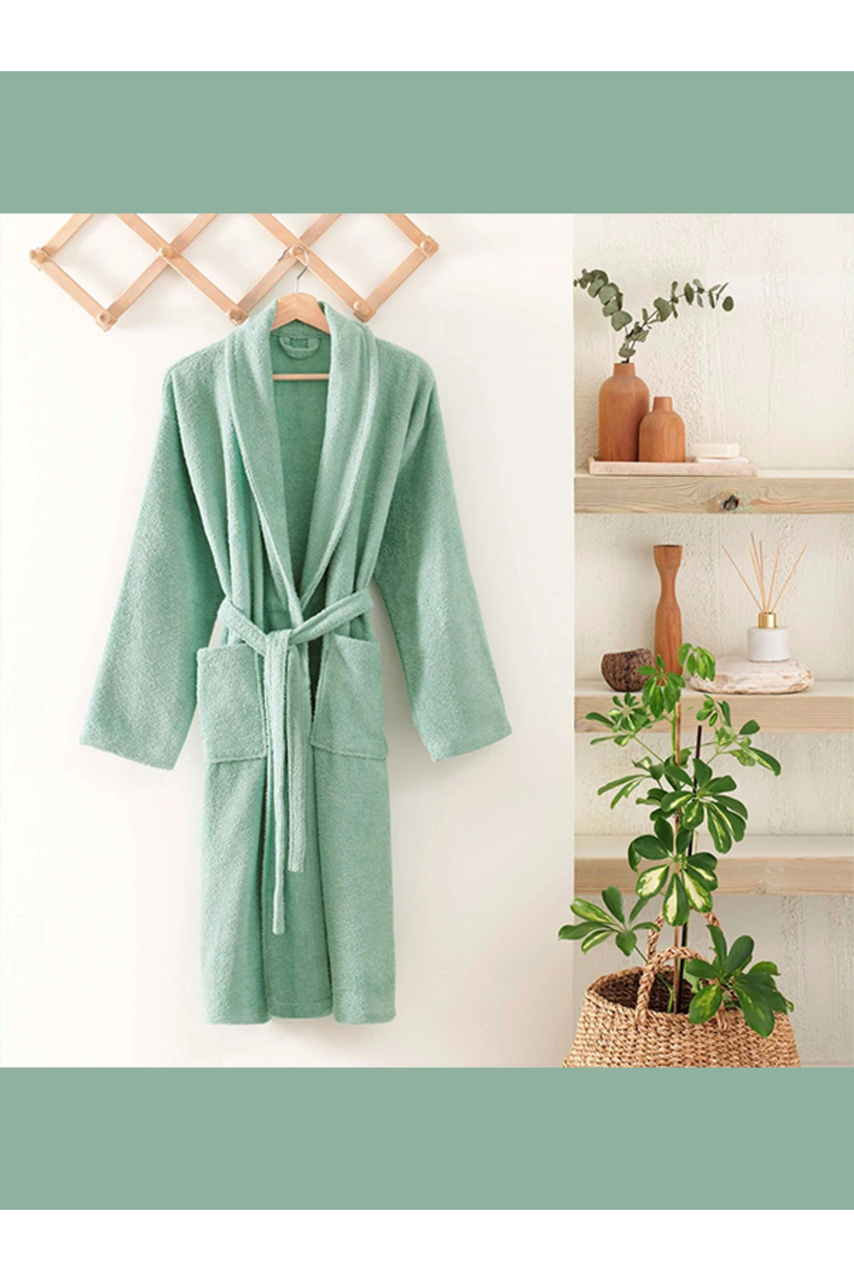 تاج حوله حمام نخی شالیاکا مدل نعنایی سایز کوچک/بزرگ