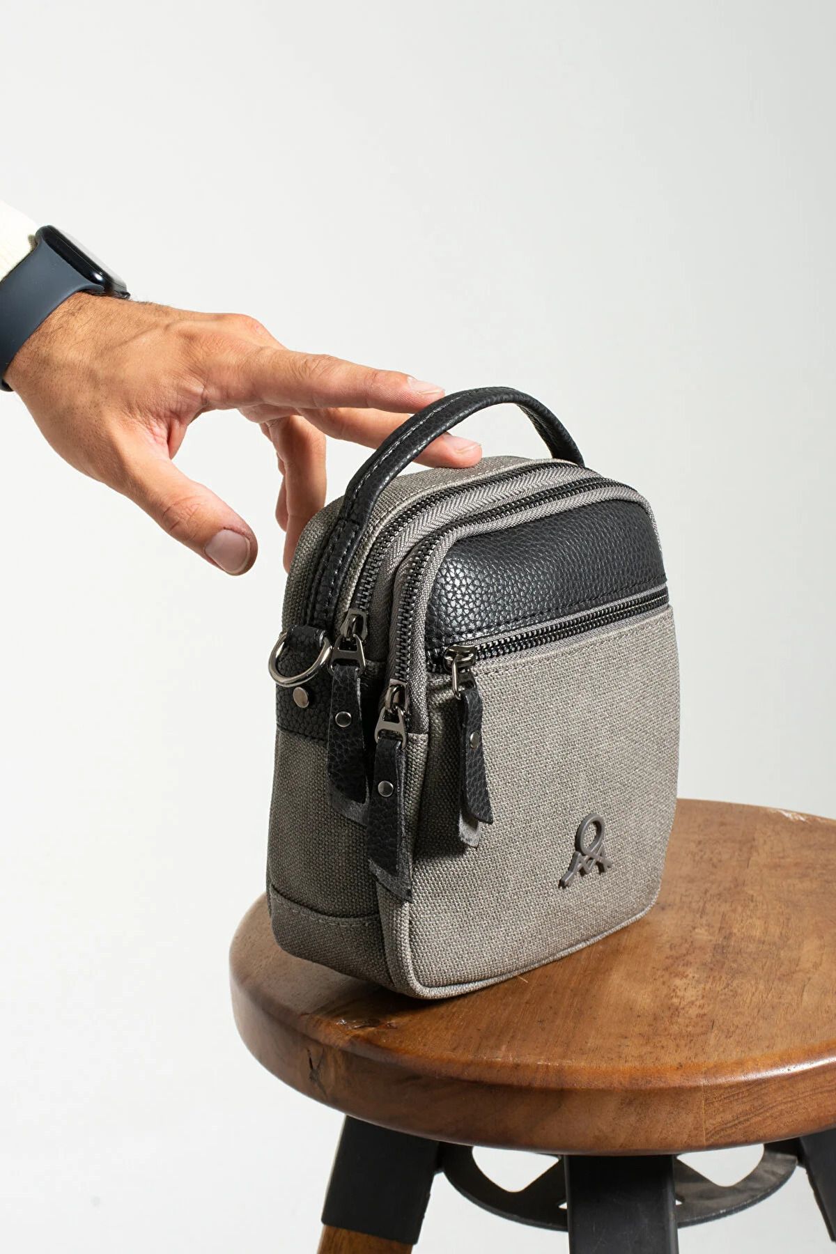 BENOX-Stylish Men's Canvas Fabric Crossbody Bag with Hand and Shoulder Strap 4