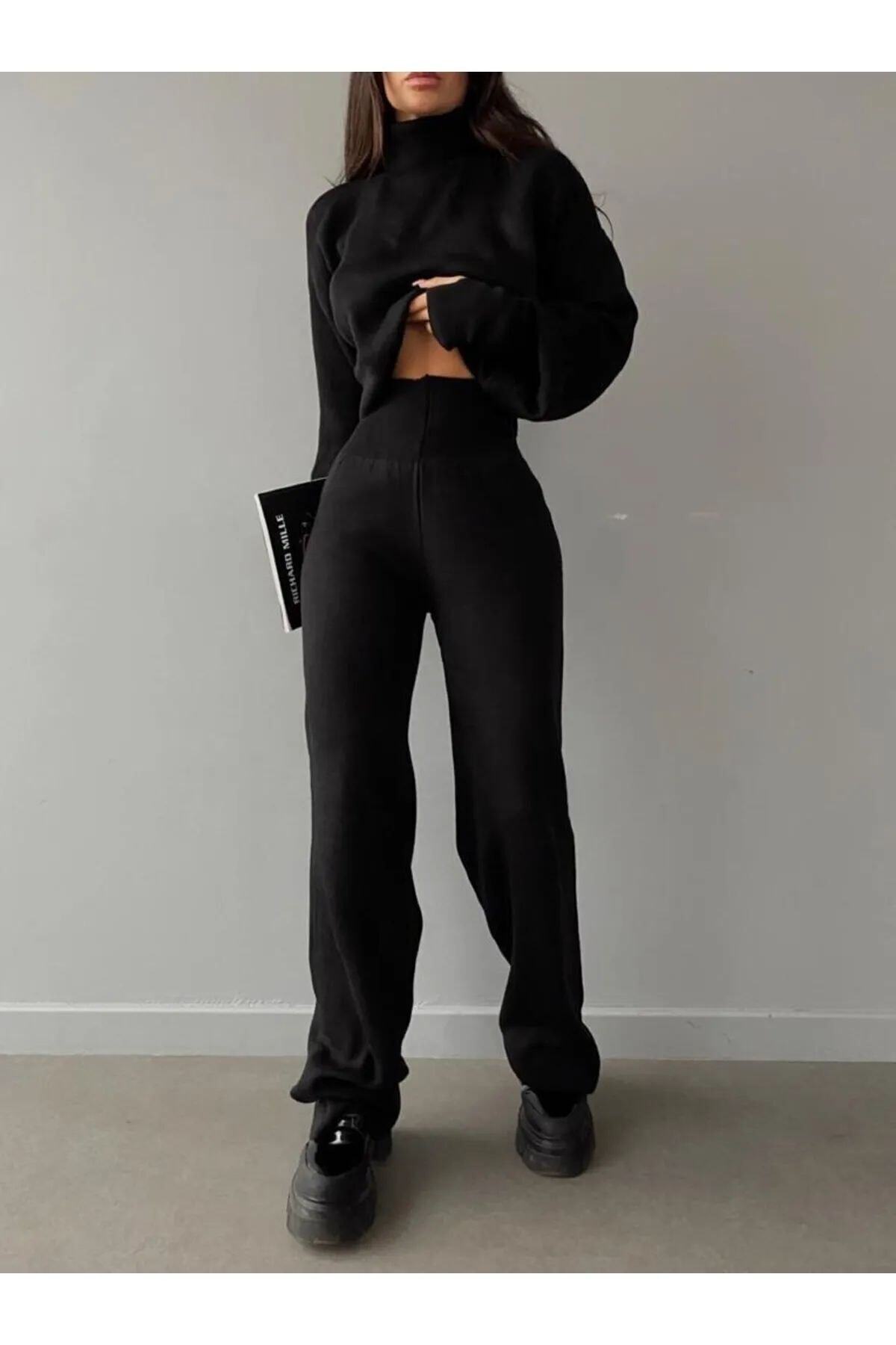 De Pose Укорочений трикотажний костюм із завищеною талією та ворітьми для пальців