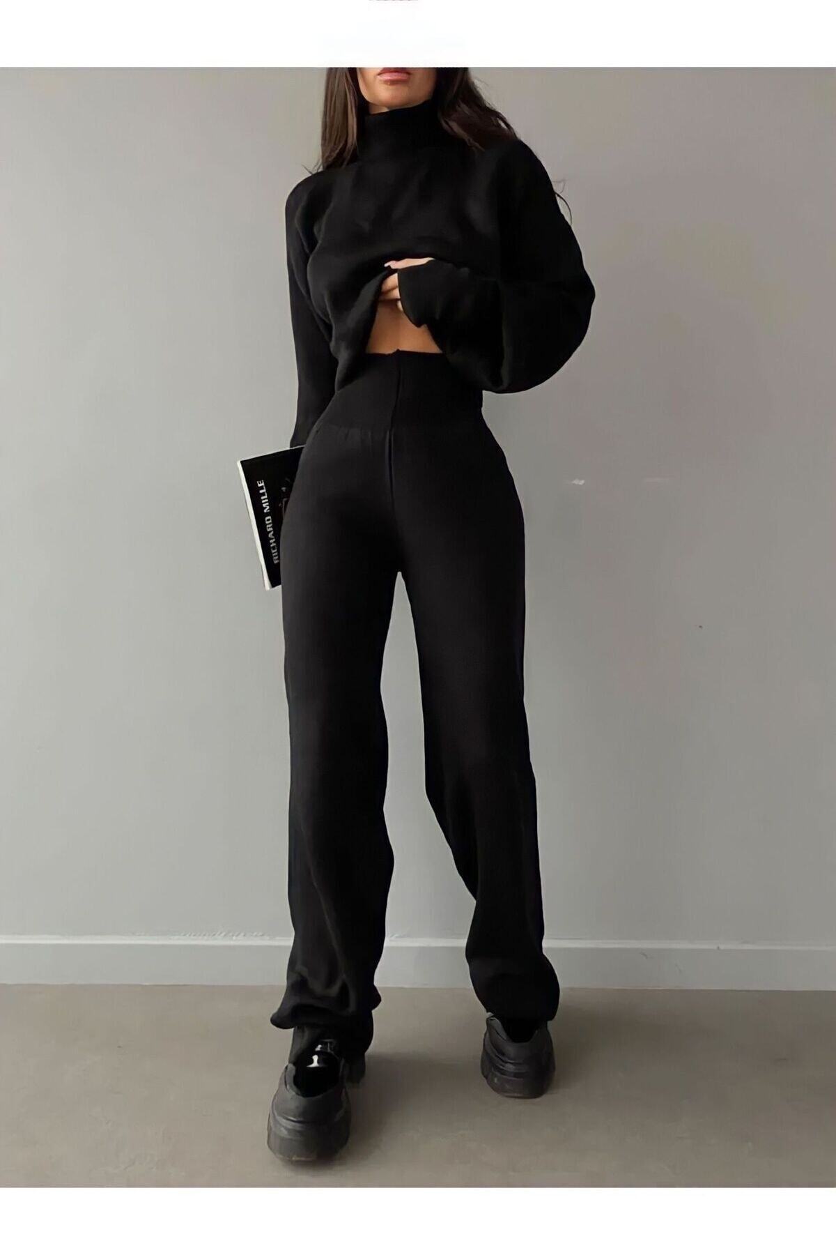 De Pose Укорочений трикотажний костюм із завищеною талією та ворітьми для пальців