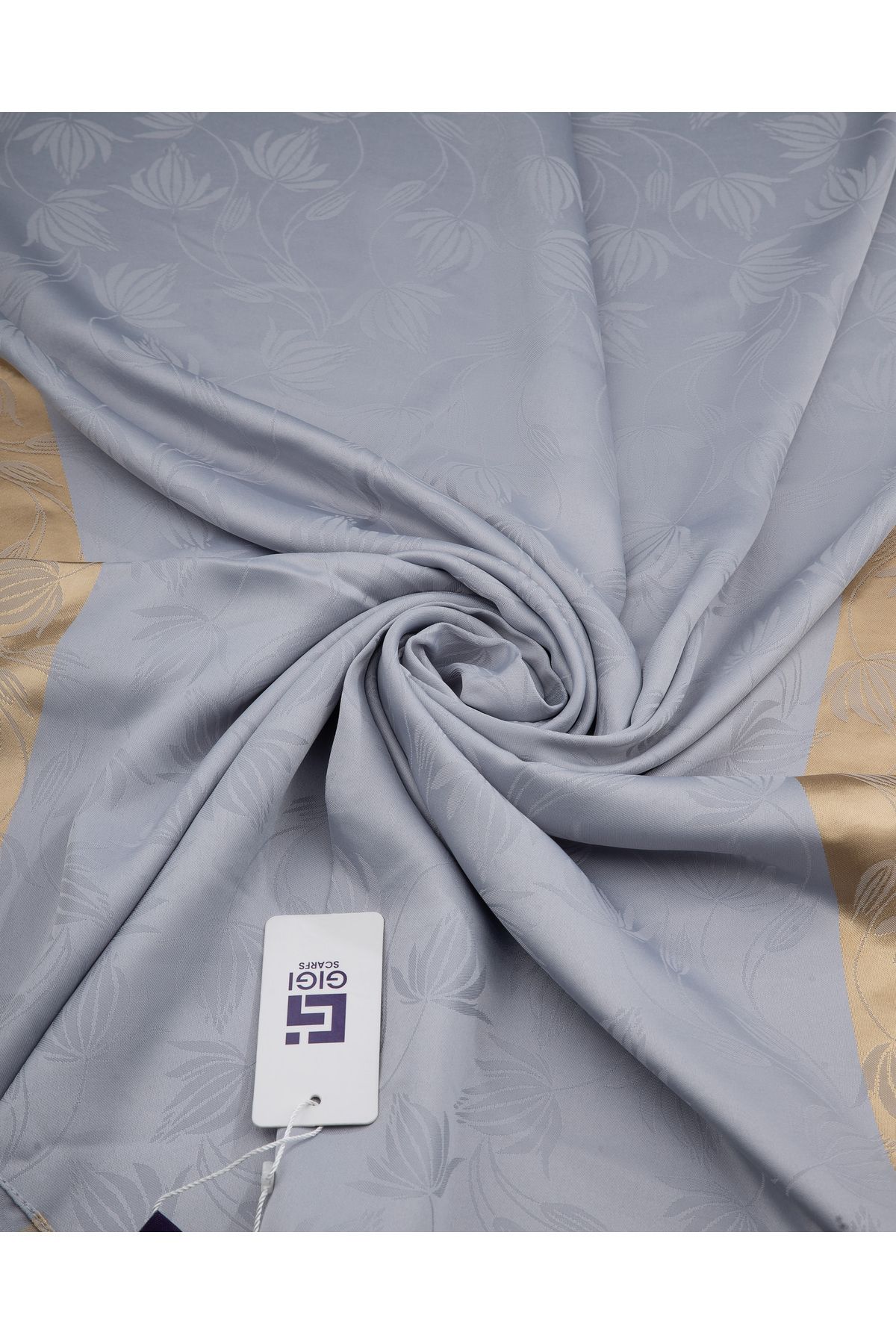 Scarf-Gi Luxury Jacquard Shawl - 2 - Silver Gray - 3