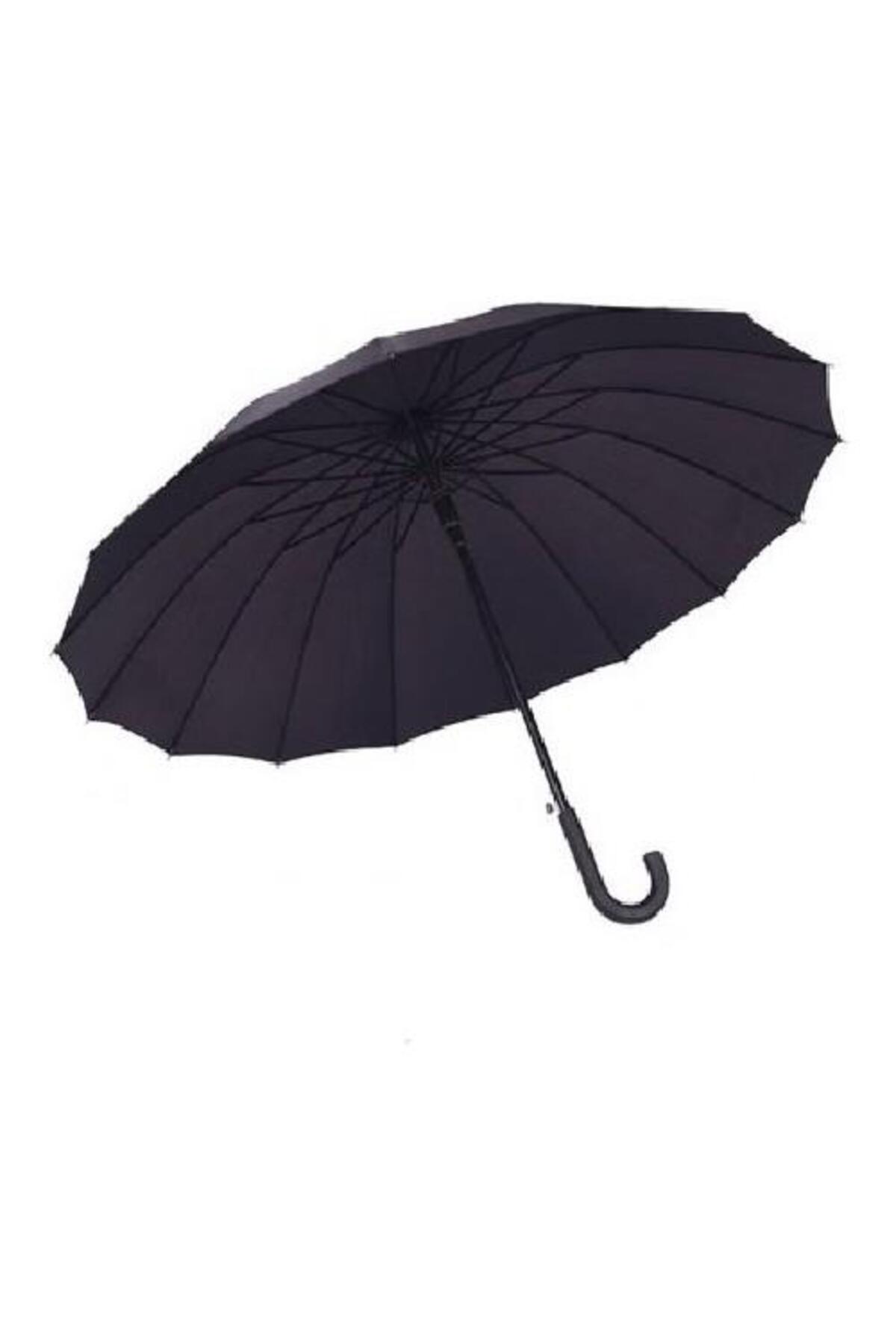 Real Star Fiber 16 Wire Protocol Large Size Walking Stick Black Umbrella