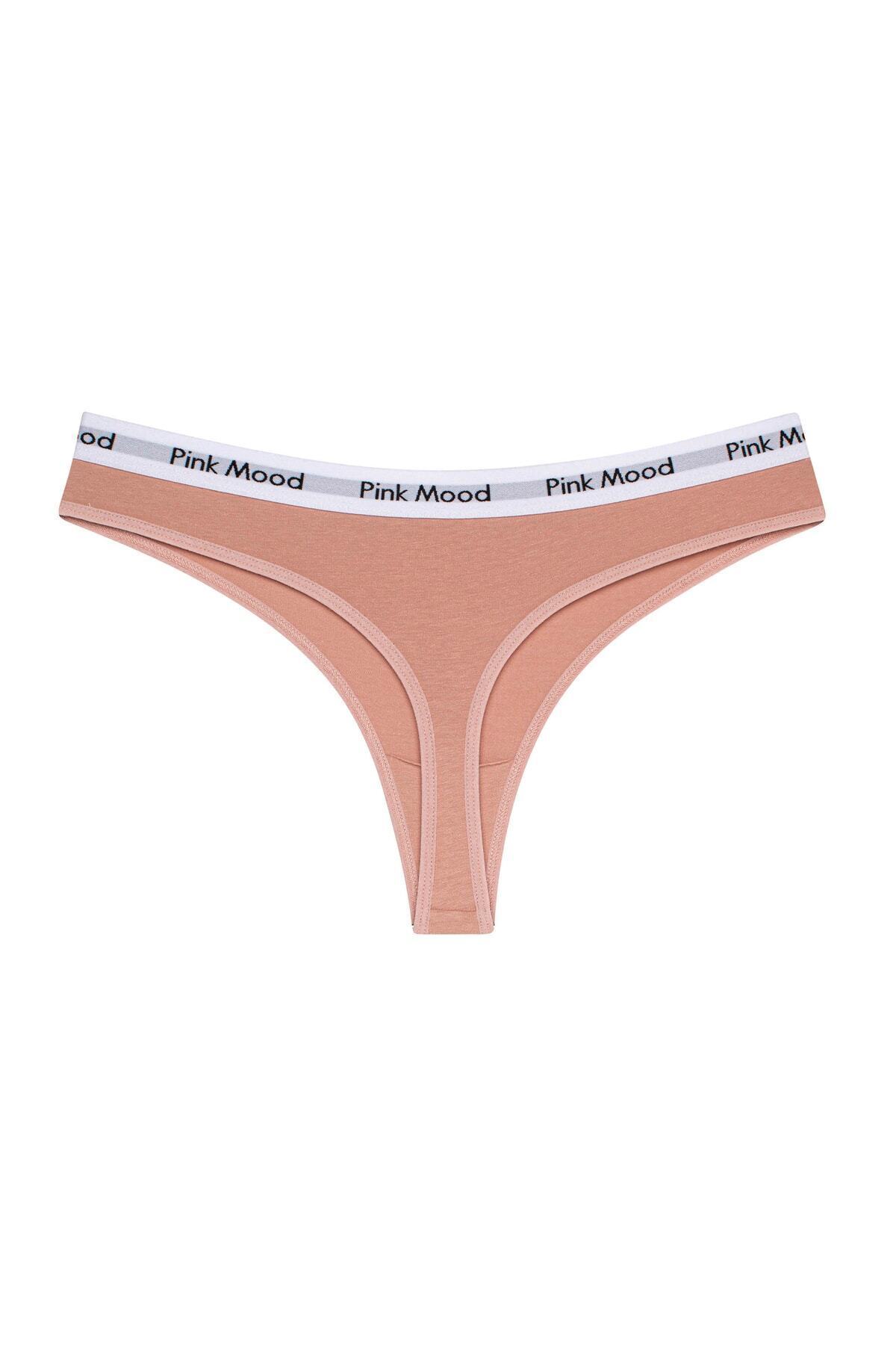 pink mood-Elastic Waistband Cotton Thong 10' Lot 5