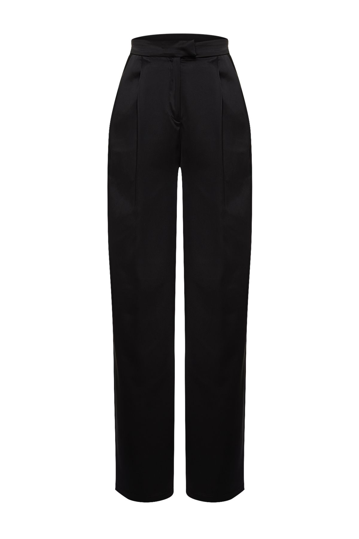 Trendyol Collection-Szatén szőtt fekete széles szárú nadrág - TPRSS24PL00005 8