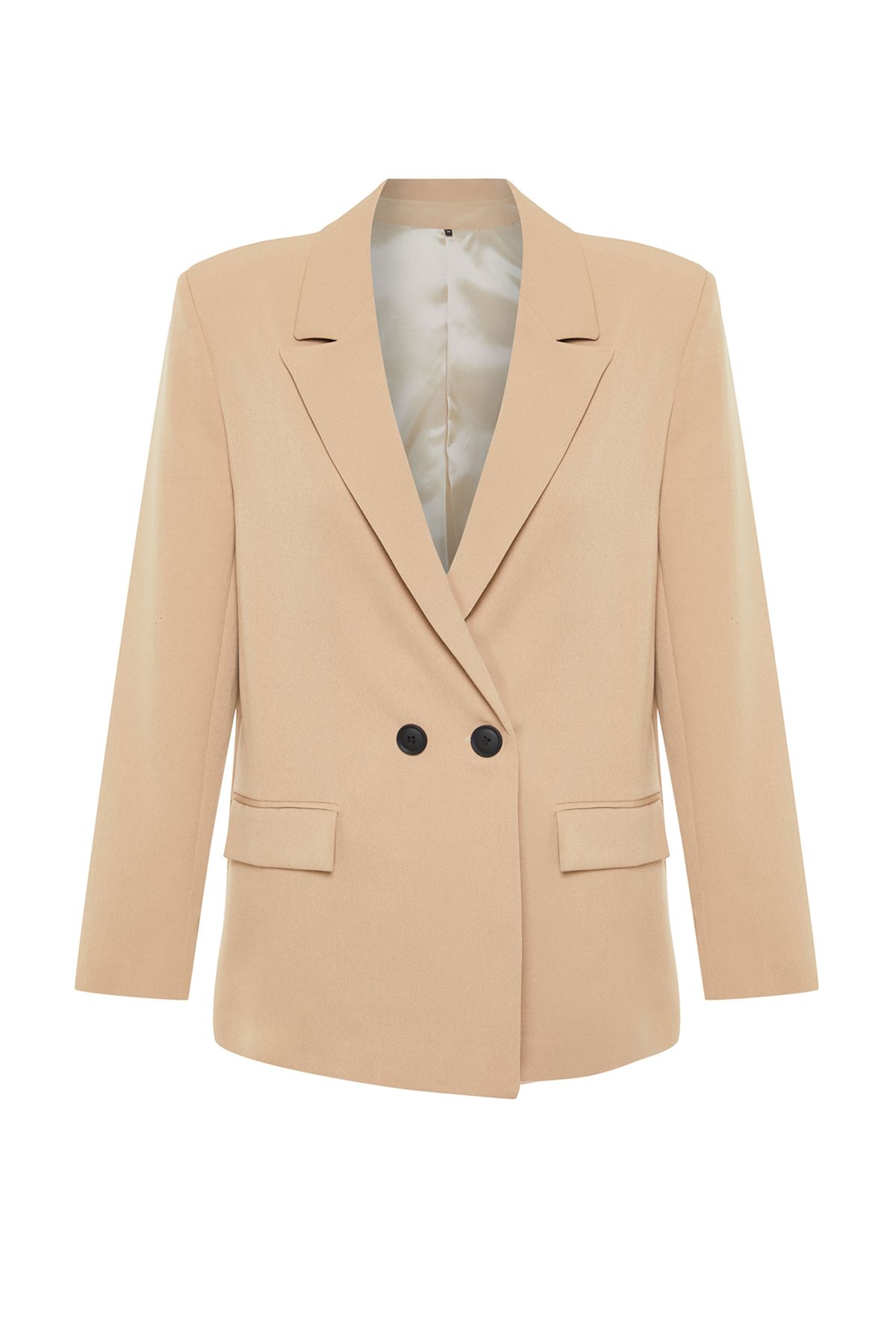 Trendyol Collection-Velbloudí oversize rovný střih základní dvouřadá tkaná bunda TWOSS24BC00028 8