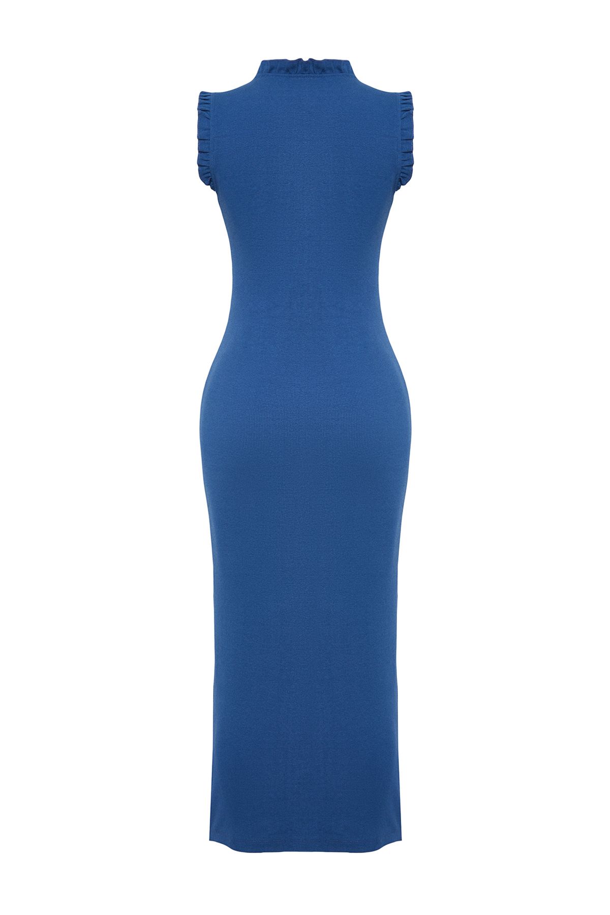Trendyol Collection-Rochie tip creion, elastică, midi, tricotată, cu detaliu în volane Indigo TWOSS22EL1569 7