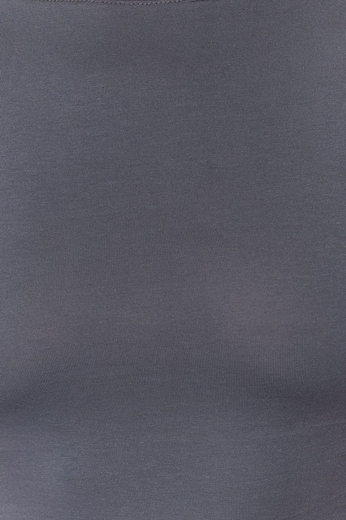 Trendyol Collection-Antracit hát nélküli Crop Cotton rugalmas kötött blúz TWOSS23BZ00912 5