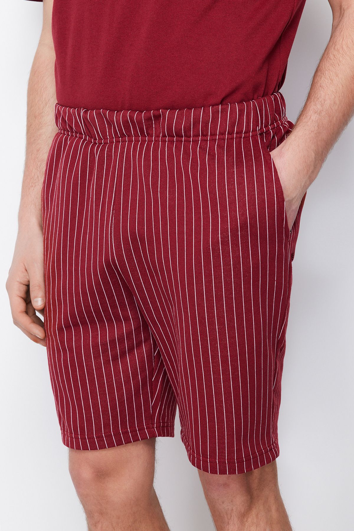Kolekcia Trendyol-Súprava letného pyžama Claret Red Regular Fit so šortkami THMSS21PT1005 6