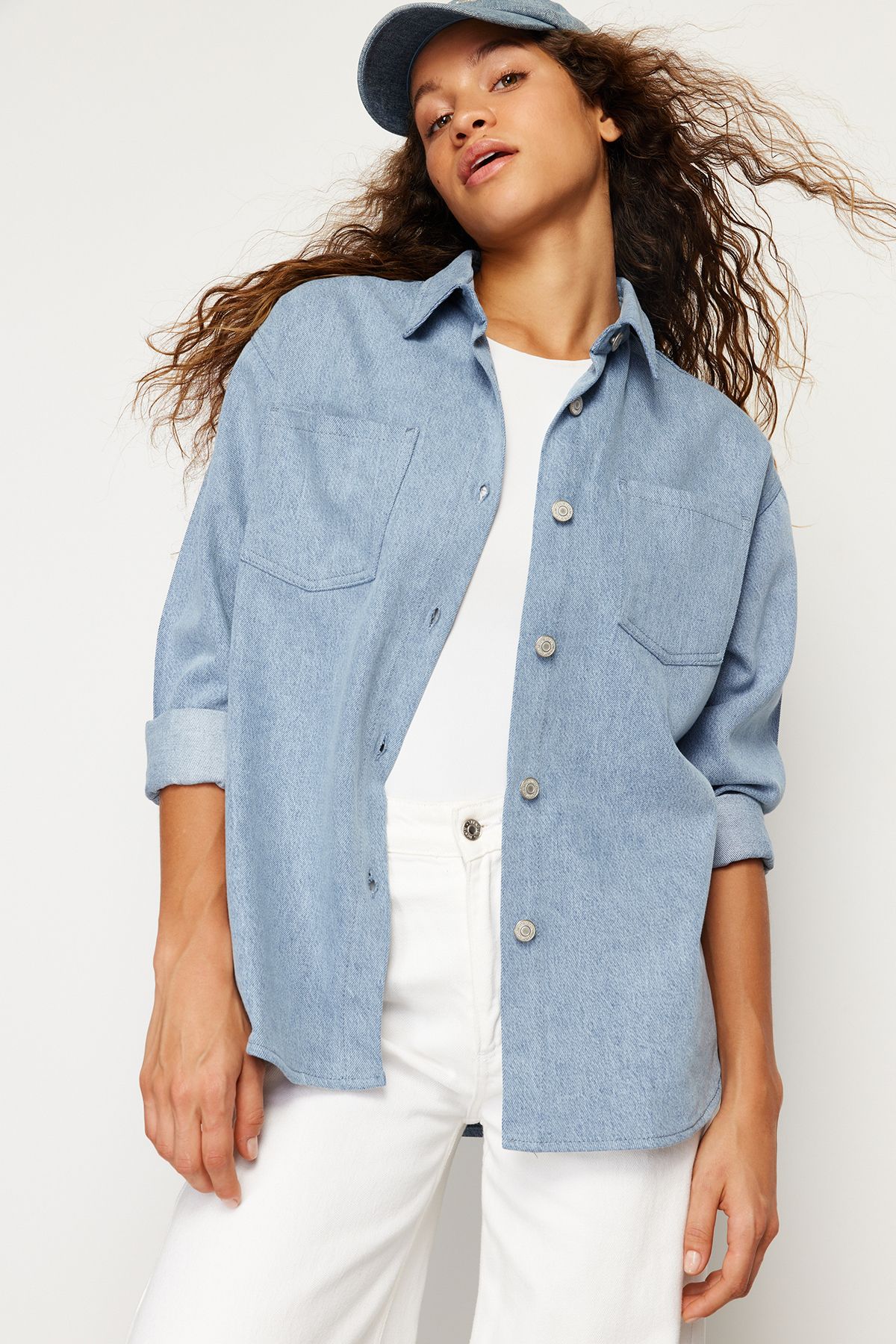 Denim shirt jacket clearance womens