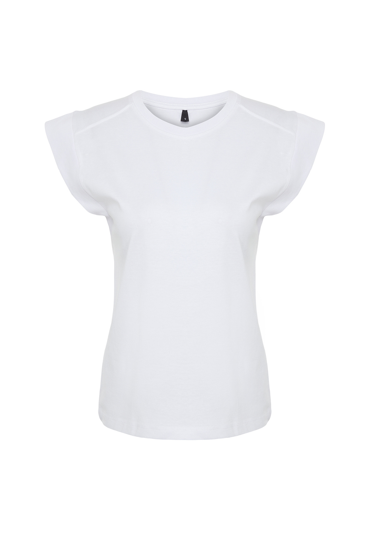 Trendyolmilla  Beyaz Ribana Detaylı Ay Kol Basic Örme T-Shirt TWOSS24TS00008 - Görsel 8