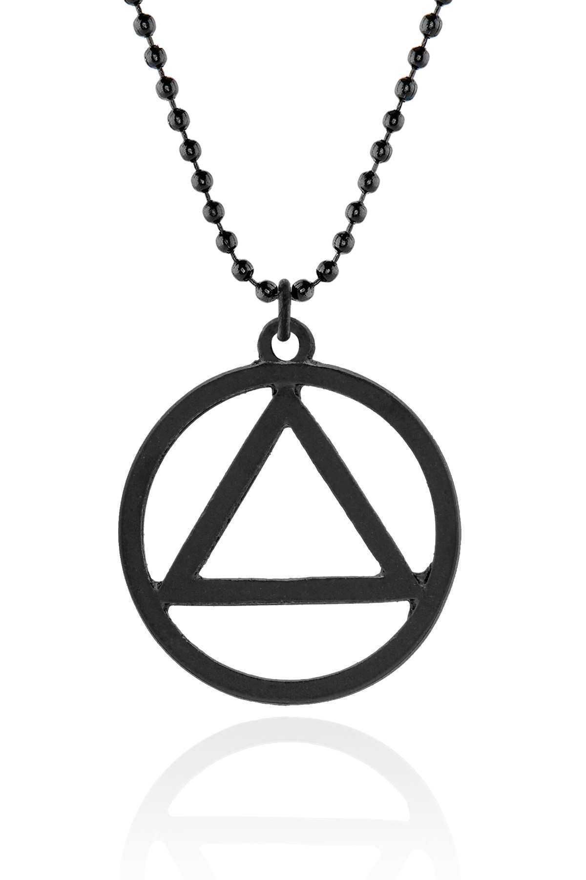 Apptak Matte Black Eminem Triangle Necklace Caz0417
