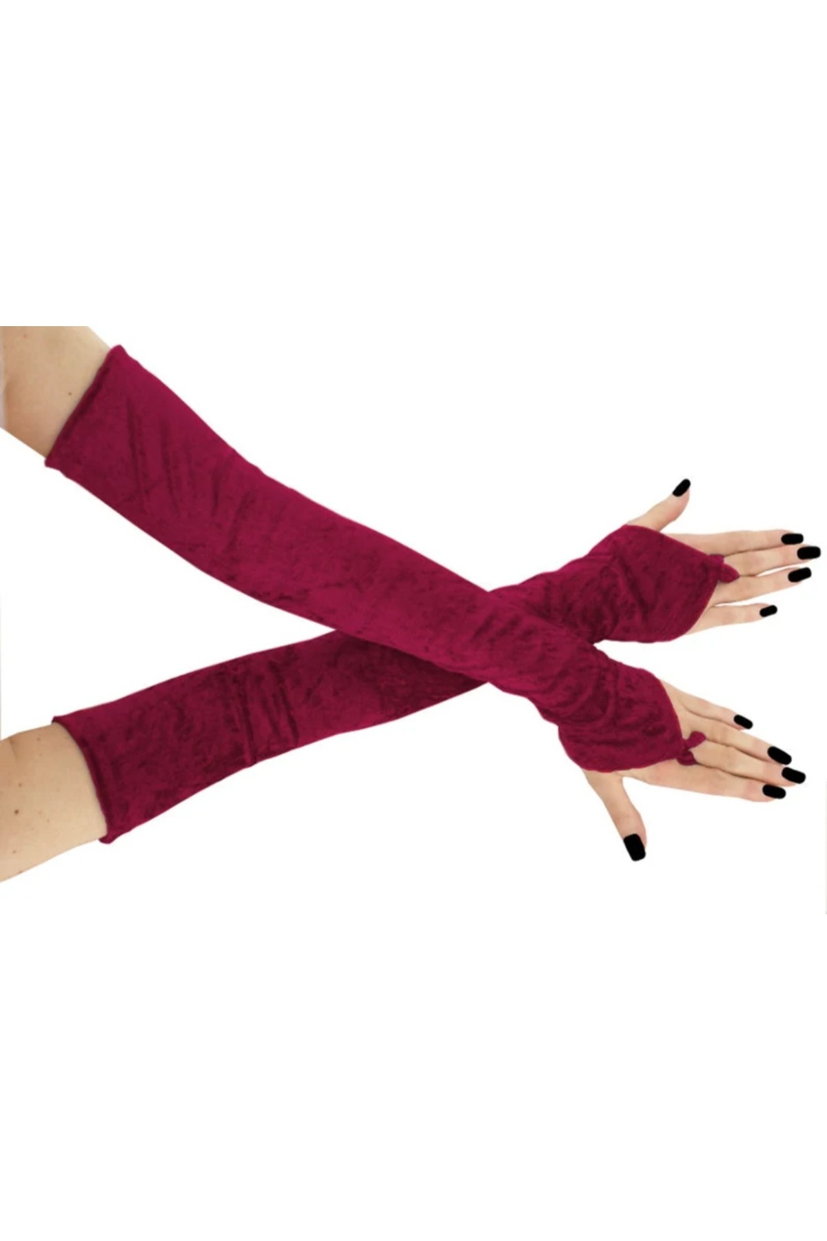 es moda shop  Lina kadife gelin kolluk uzun koyu kırmızı - Görsel 7