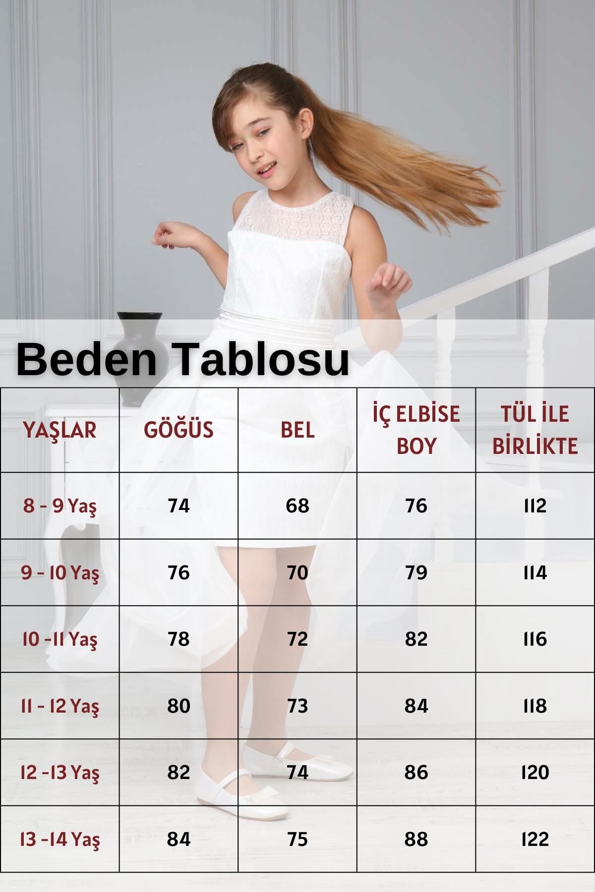 Asortik Kids-Children's White Evening Dress - Evening Dress - Wedding Graduation Dress Outfit 9 Years - 10 Years - 11 Years - 12 Years - 13 Years Old 2
