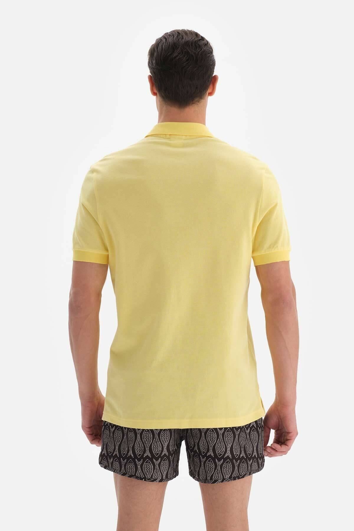 Dagi-Light Yellow Pique Polo Neck T-shirt 2