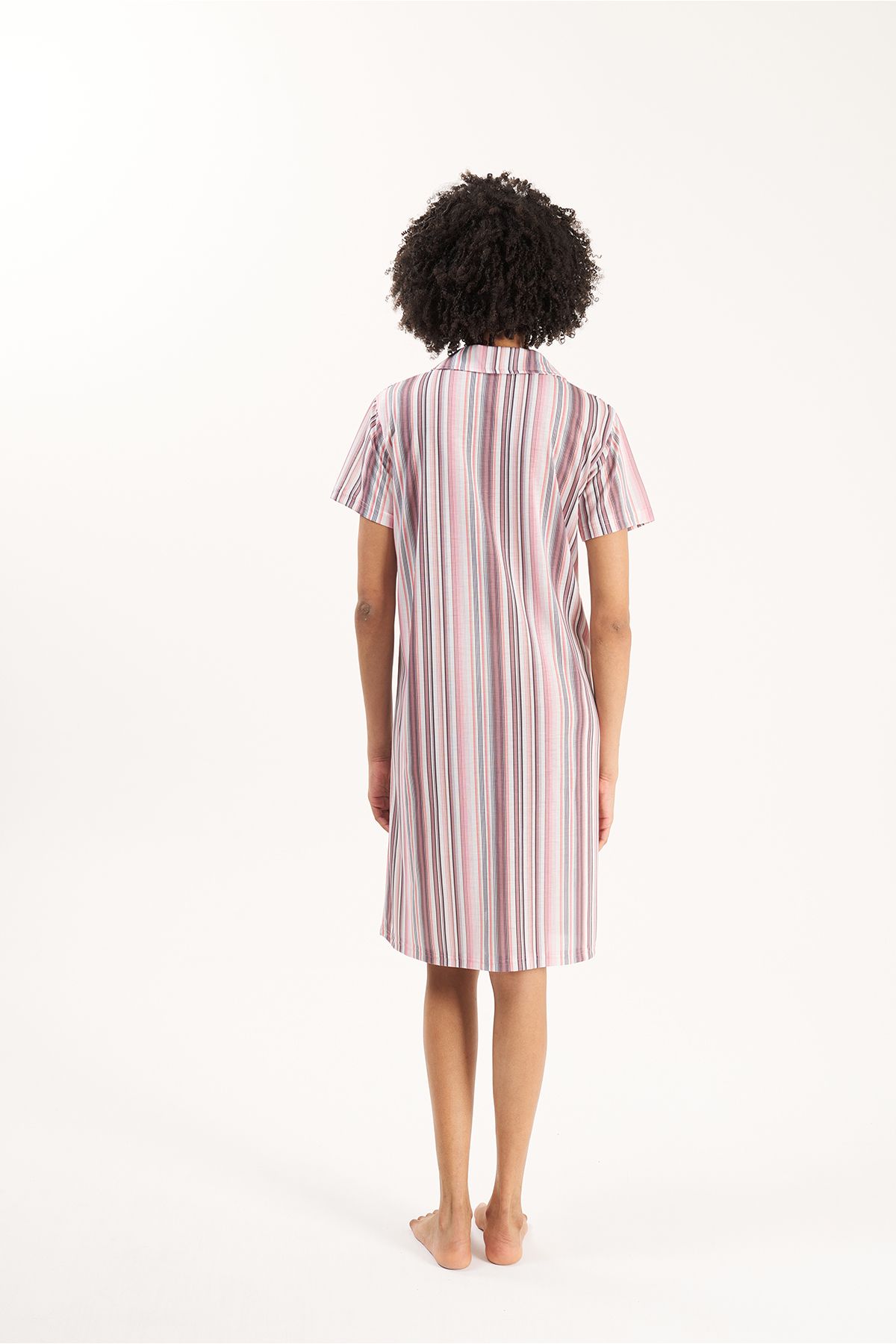 Yeni İnci-SHIRT COLLAR STRIPED VISCOSE WOMEN'S NIGHTWEAR 2