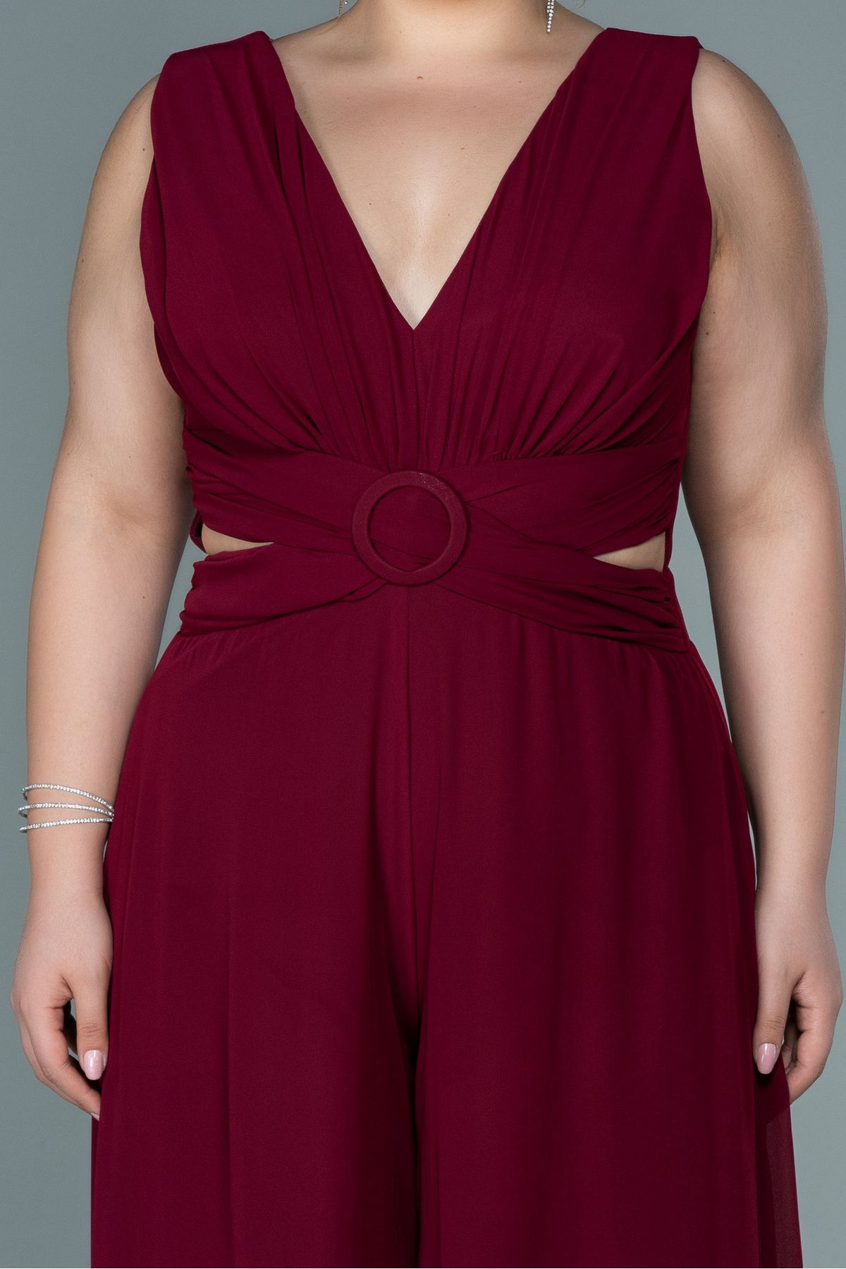 Plus size burgundy jumpsuit sales