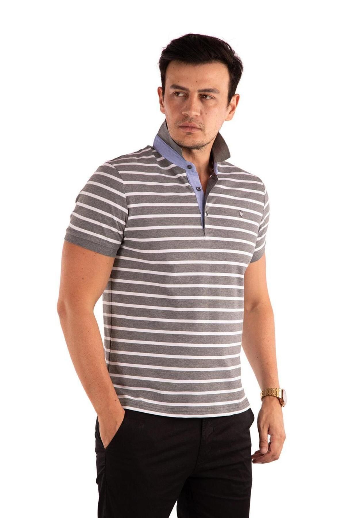 Tony Montana T Shirt Gray Polo neck Trendyol