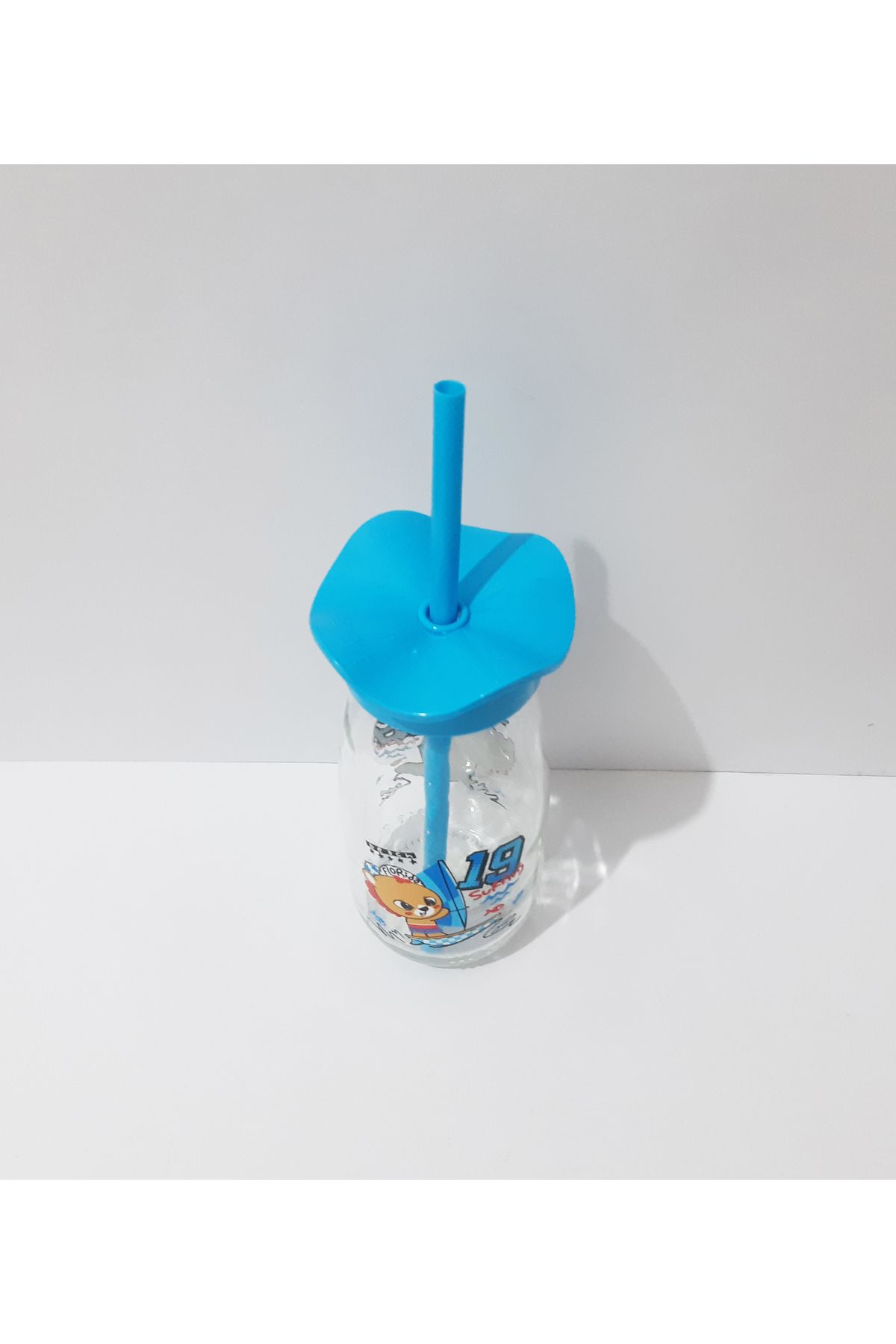 renkli çiçekler-Milk Bottle with Straw Milk Meye Juice Bottle for Kids 250ml Cartoon Pattern Bottle 5