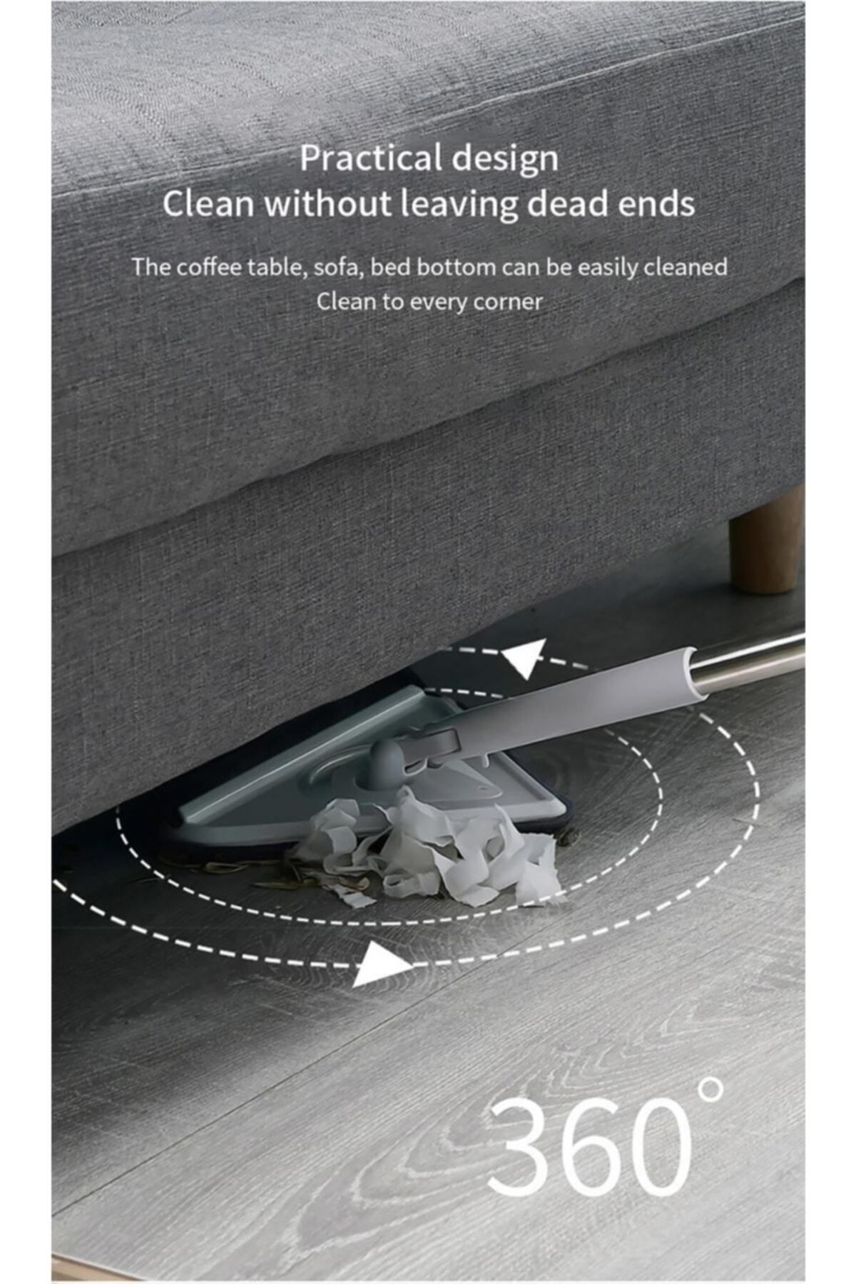 Mikasso-4 Cloth Triangle Chenille Cloth Height Adjustable Glass Wiper - Gutter Cleaning - Gray 7